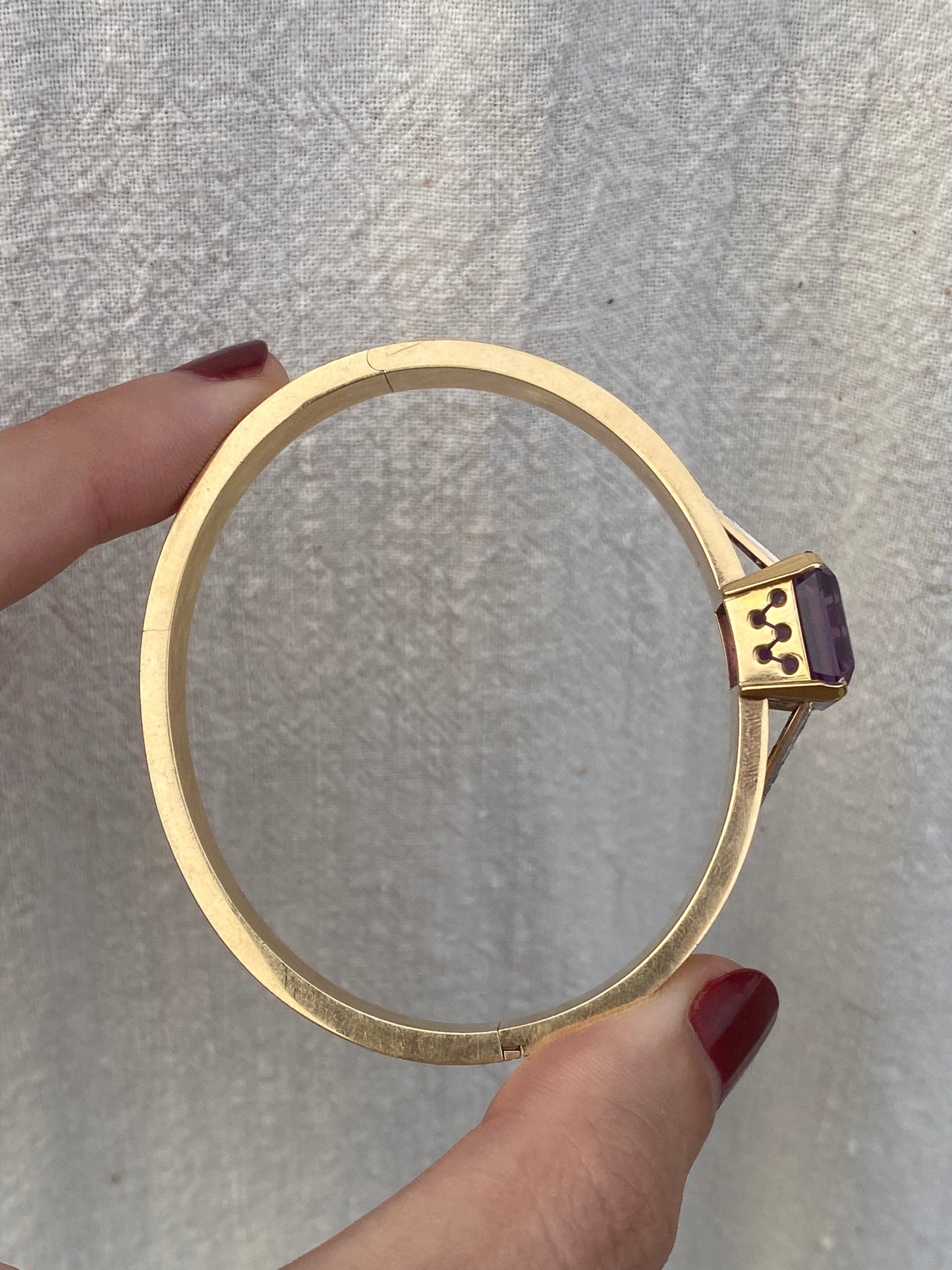 14kt 1940-50's amethyst diamond bangle