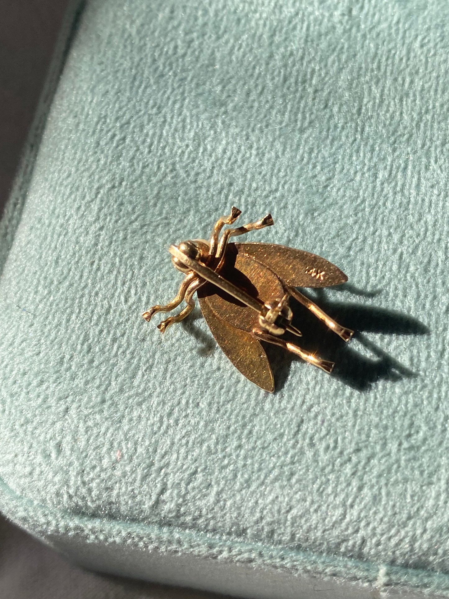 14kt antique bug pin