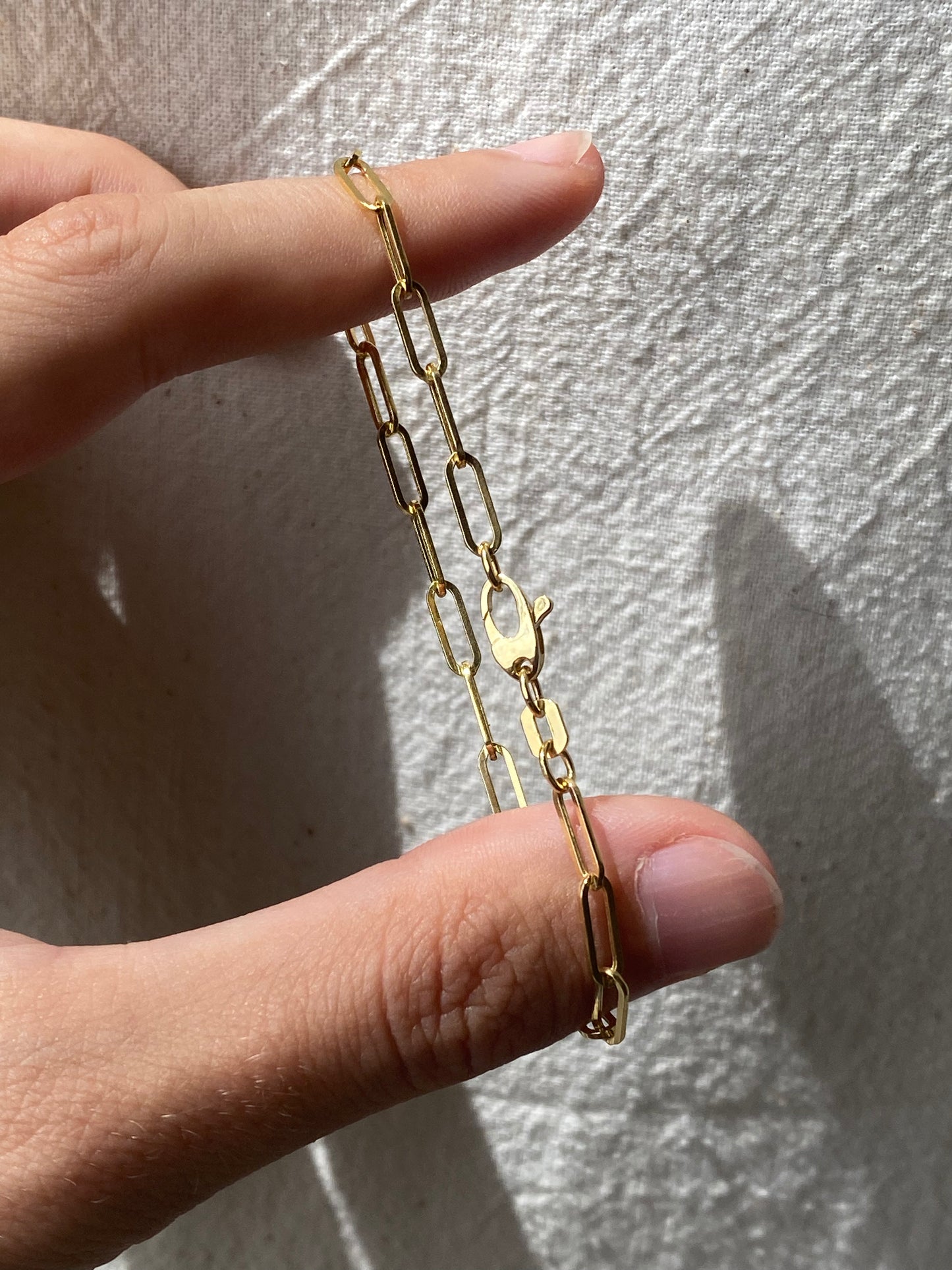 14kt 7.25" modern paperclip link bracelet