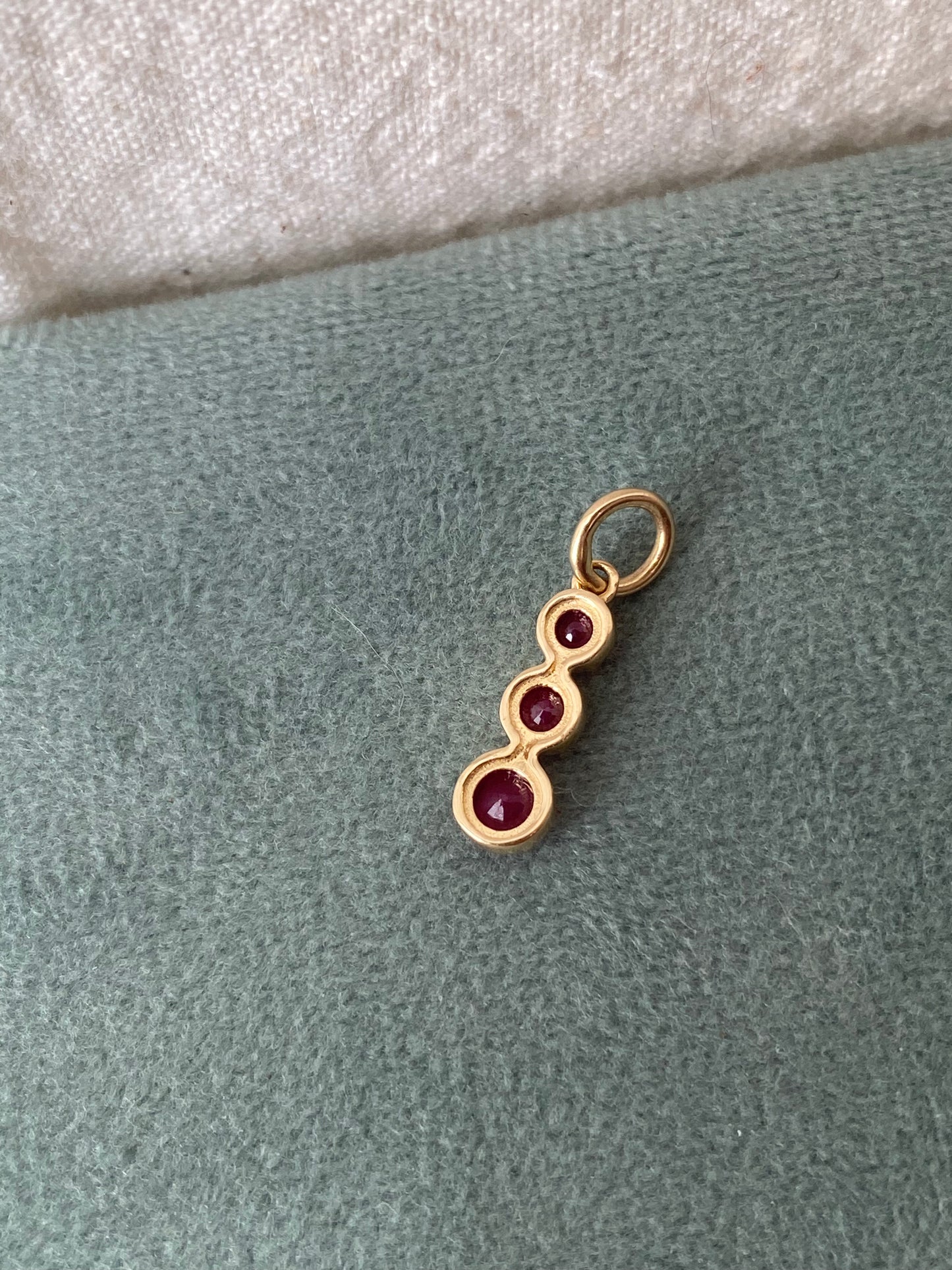 14kt ruby tri drop pendant