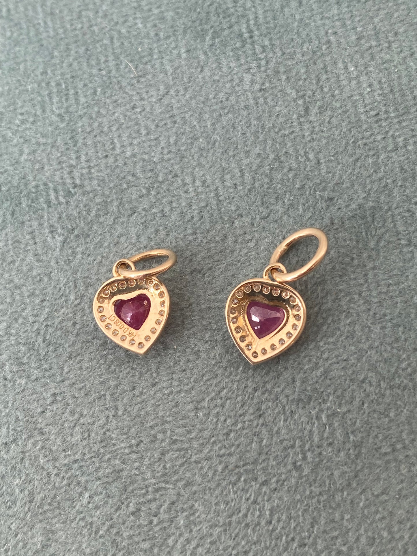 14kt heart ruby diamond pendant