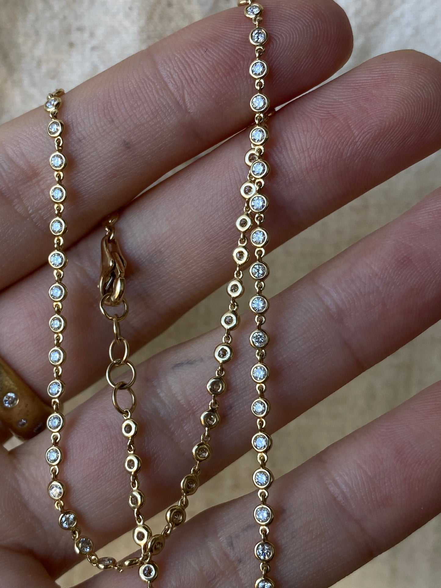 14kt 18" 2.54ctw diamond bezel necklace