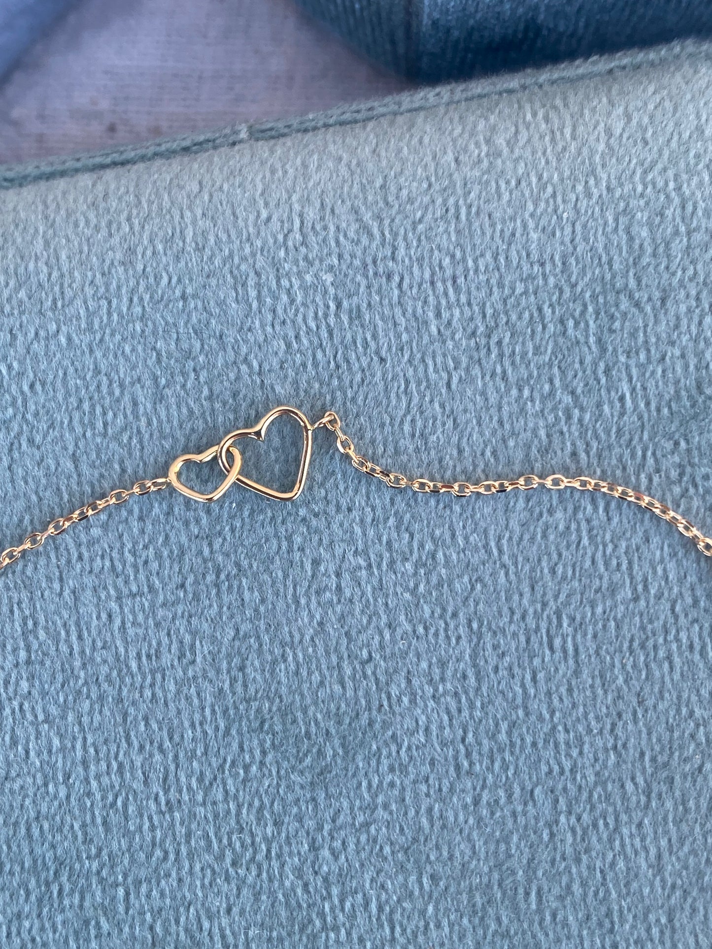 14kt 7" adjustable dual heart bracelet