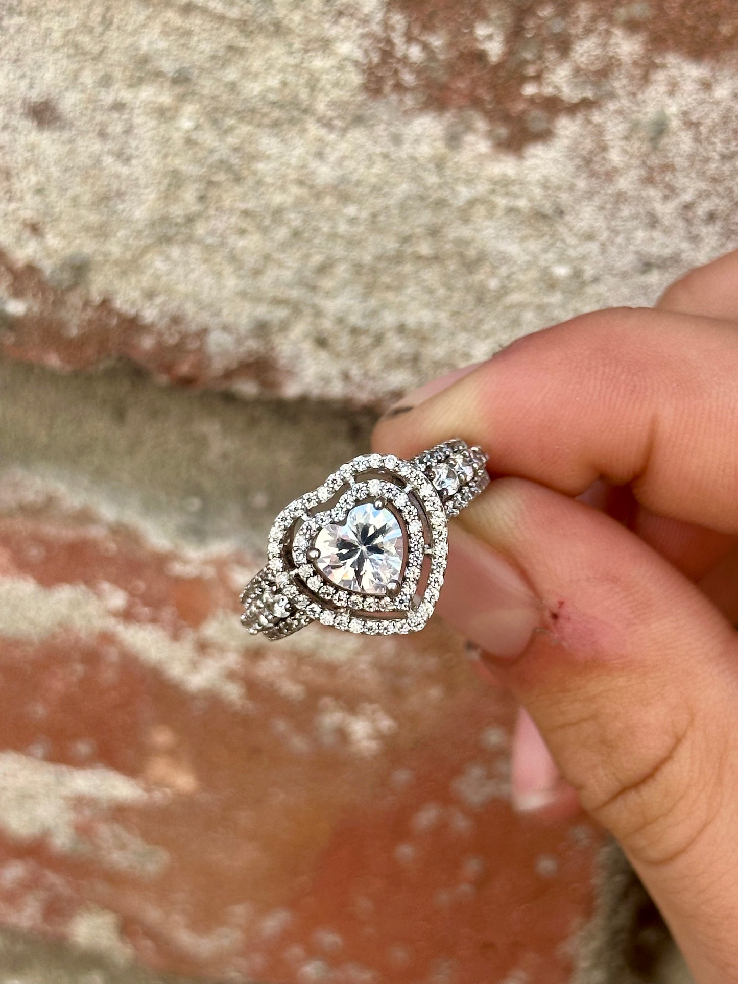 Vintage cz heart ring