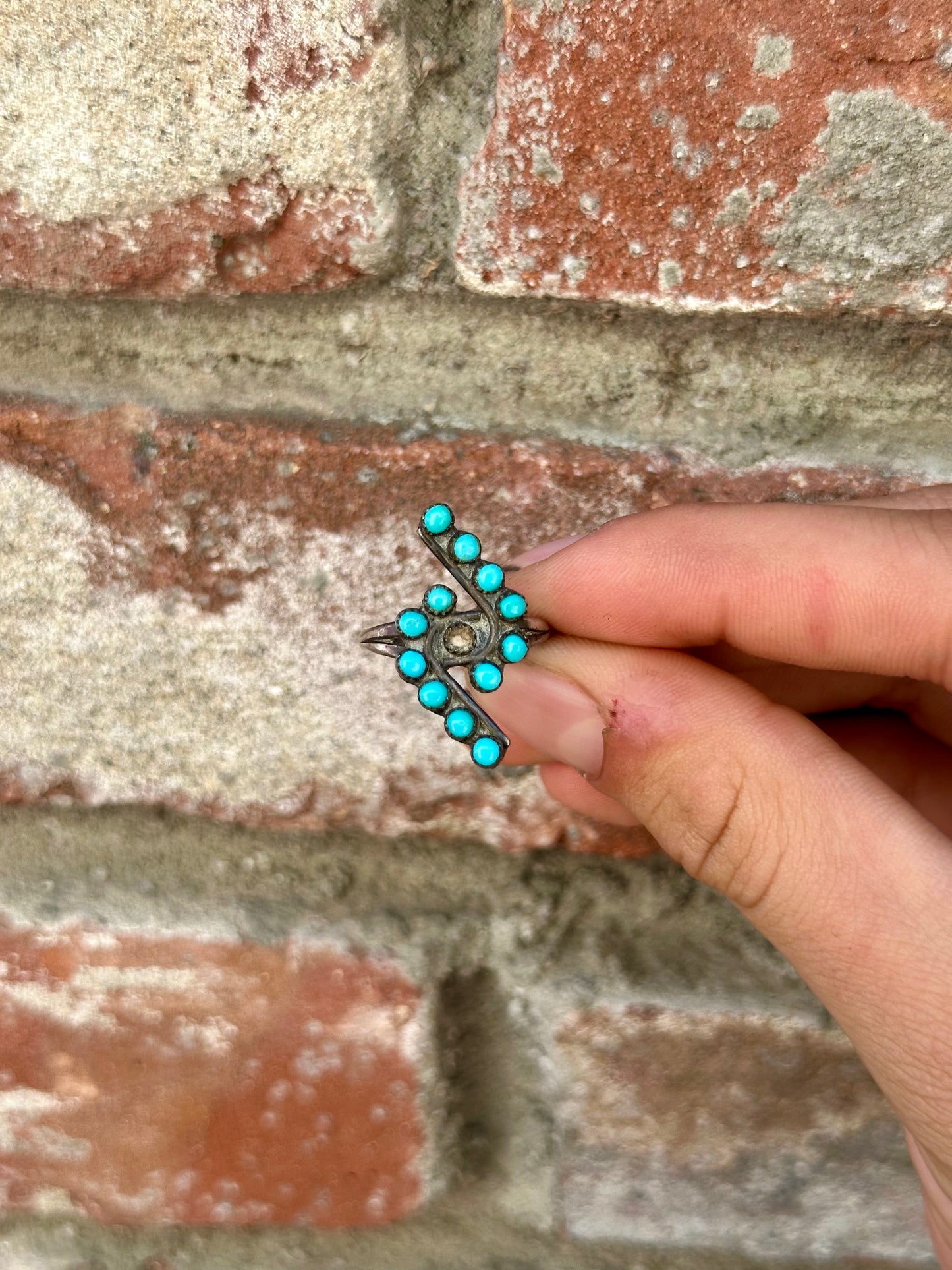 vintage zuni style Native American turquoise ring