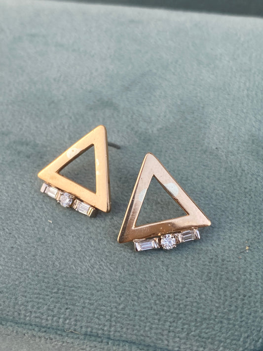 14kt diamond triangle earrings