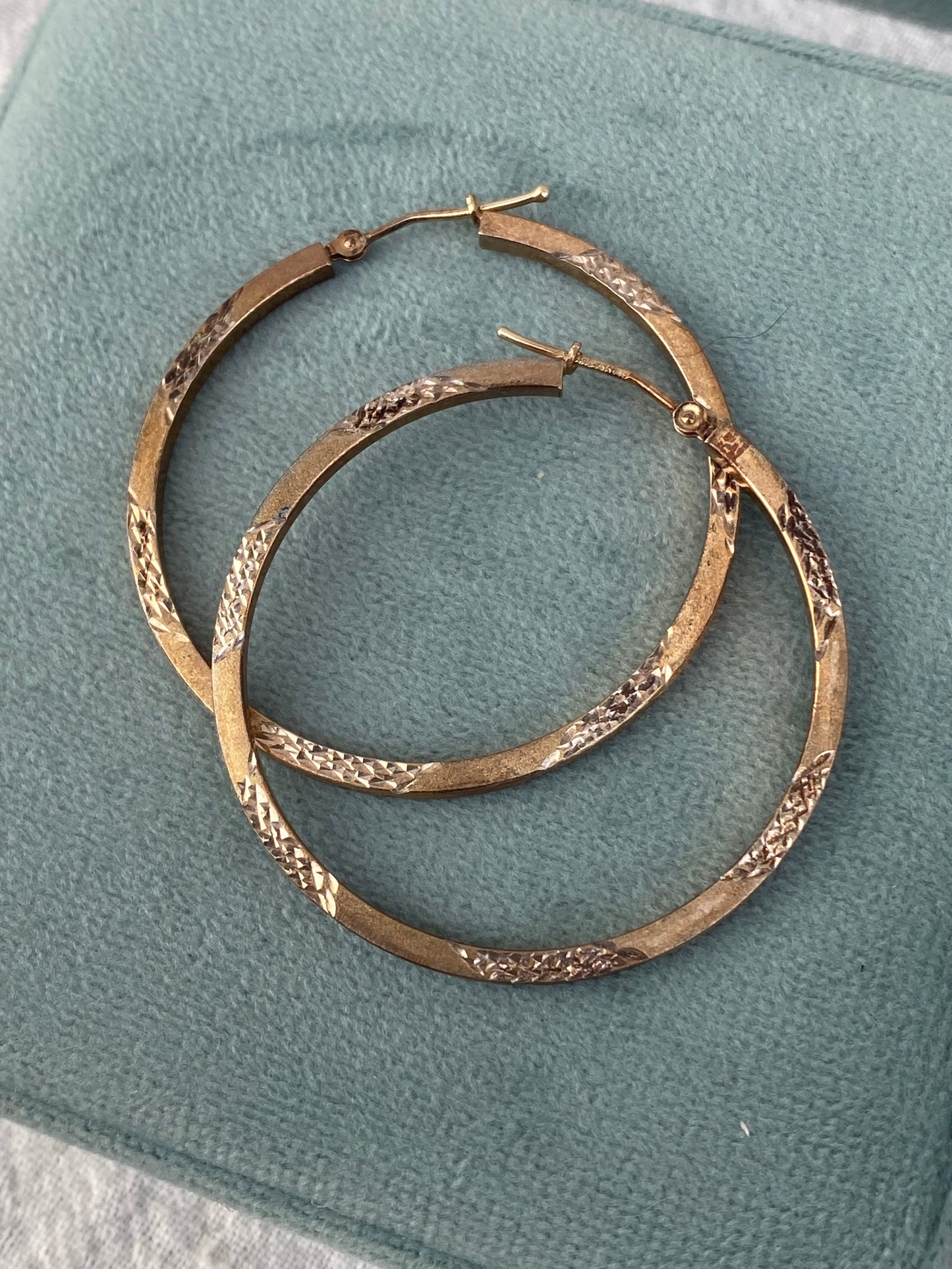 14kt etched hoops