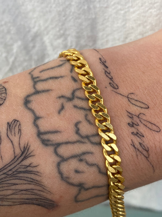 24kt 6.75" solid cuban bracelet