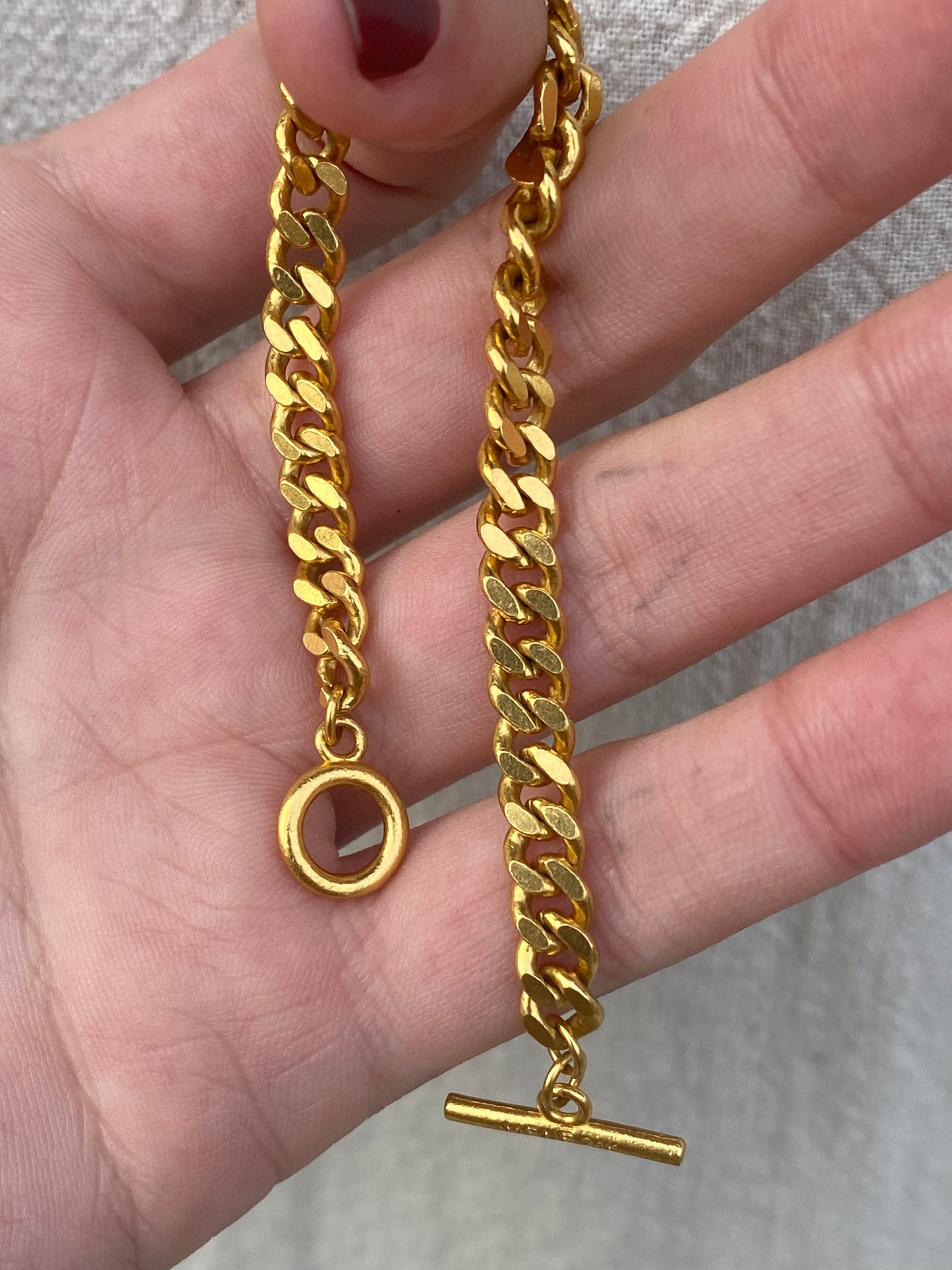 24kt 6.75" solid cuban bracelet