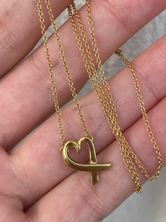 18kt 16" t&co heart pendant necklace