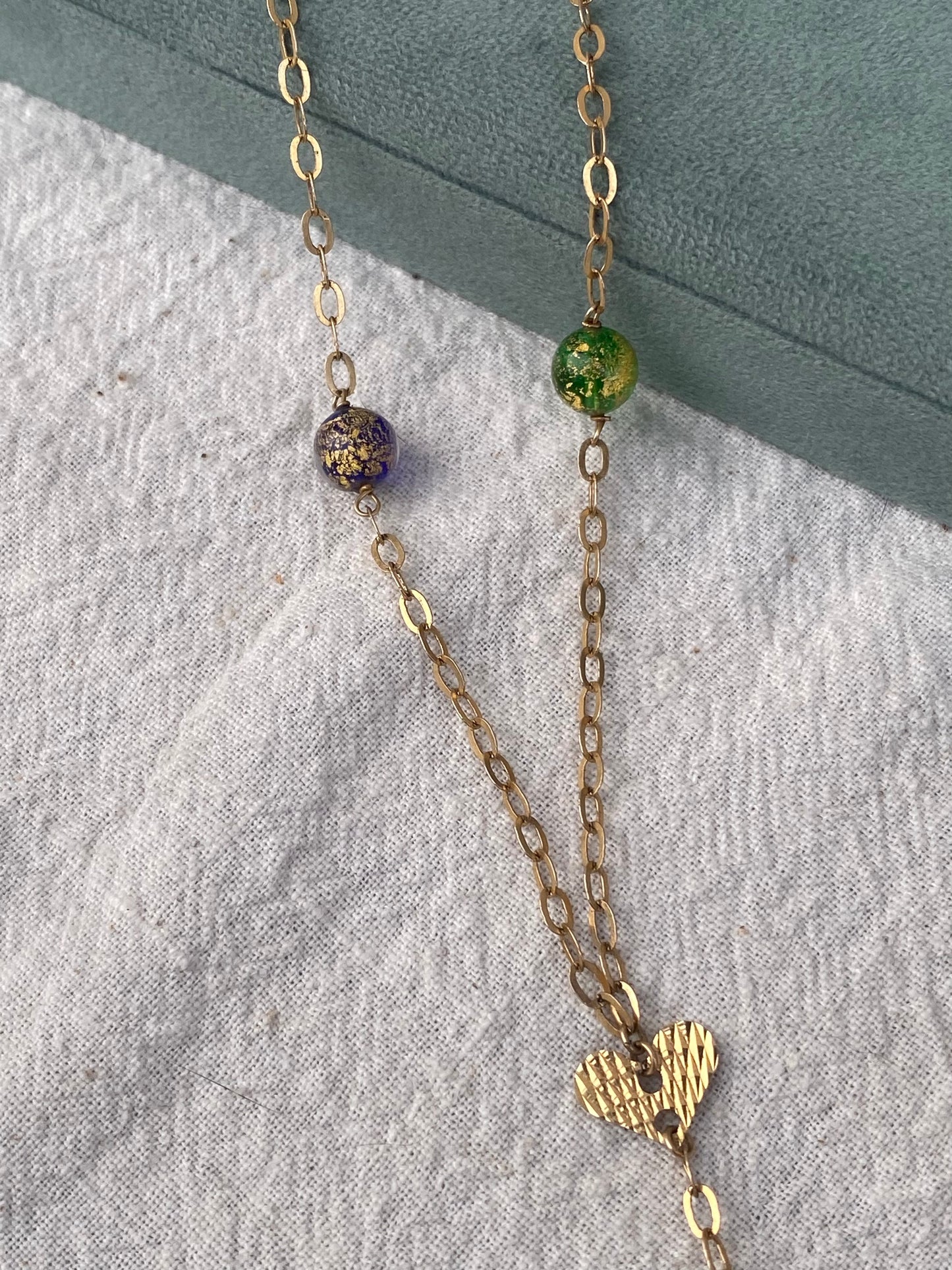 14kt 17" morono glass necklace