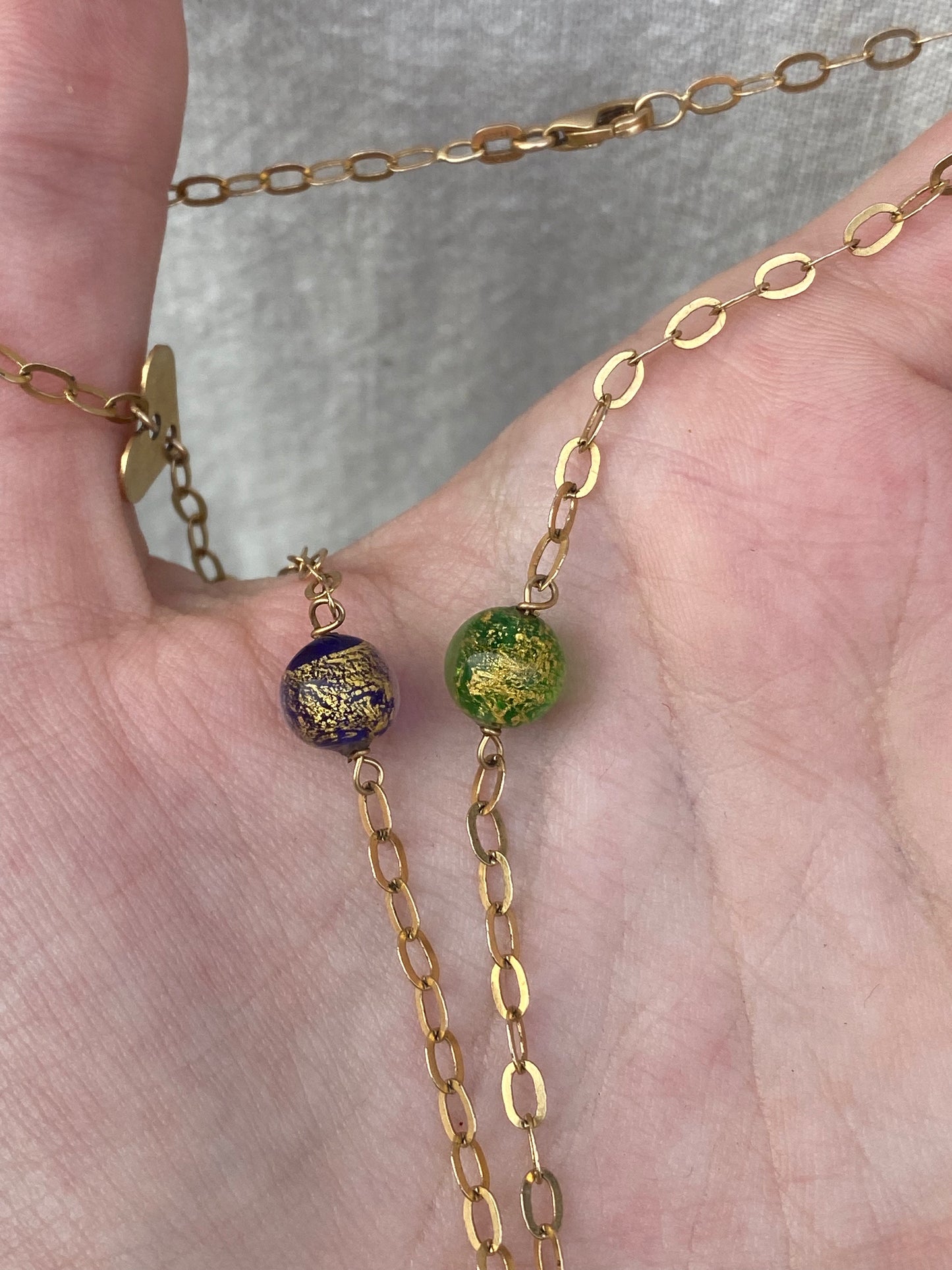 14kt 17" morono glass necklace