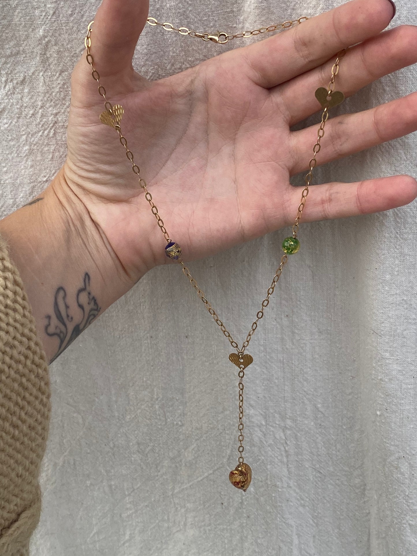 14kt 17" morono glass necklace
