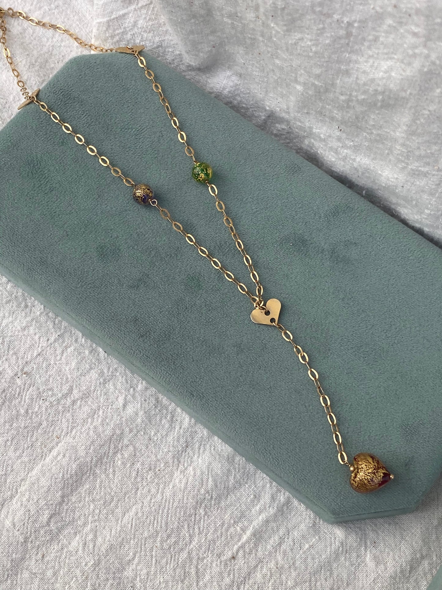 14kt 17" morono glass necklace