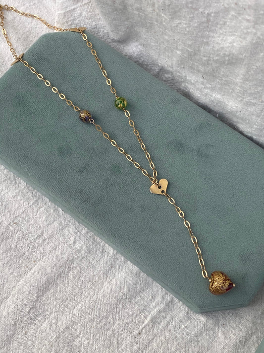 14kt 17" morono glass necklace