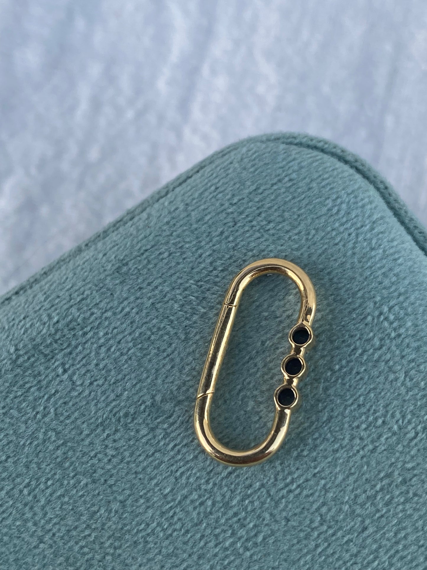 14kt bezel blue sapphire carabiner