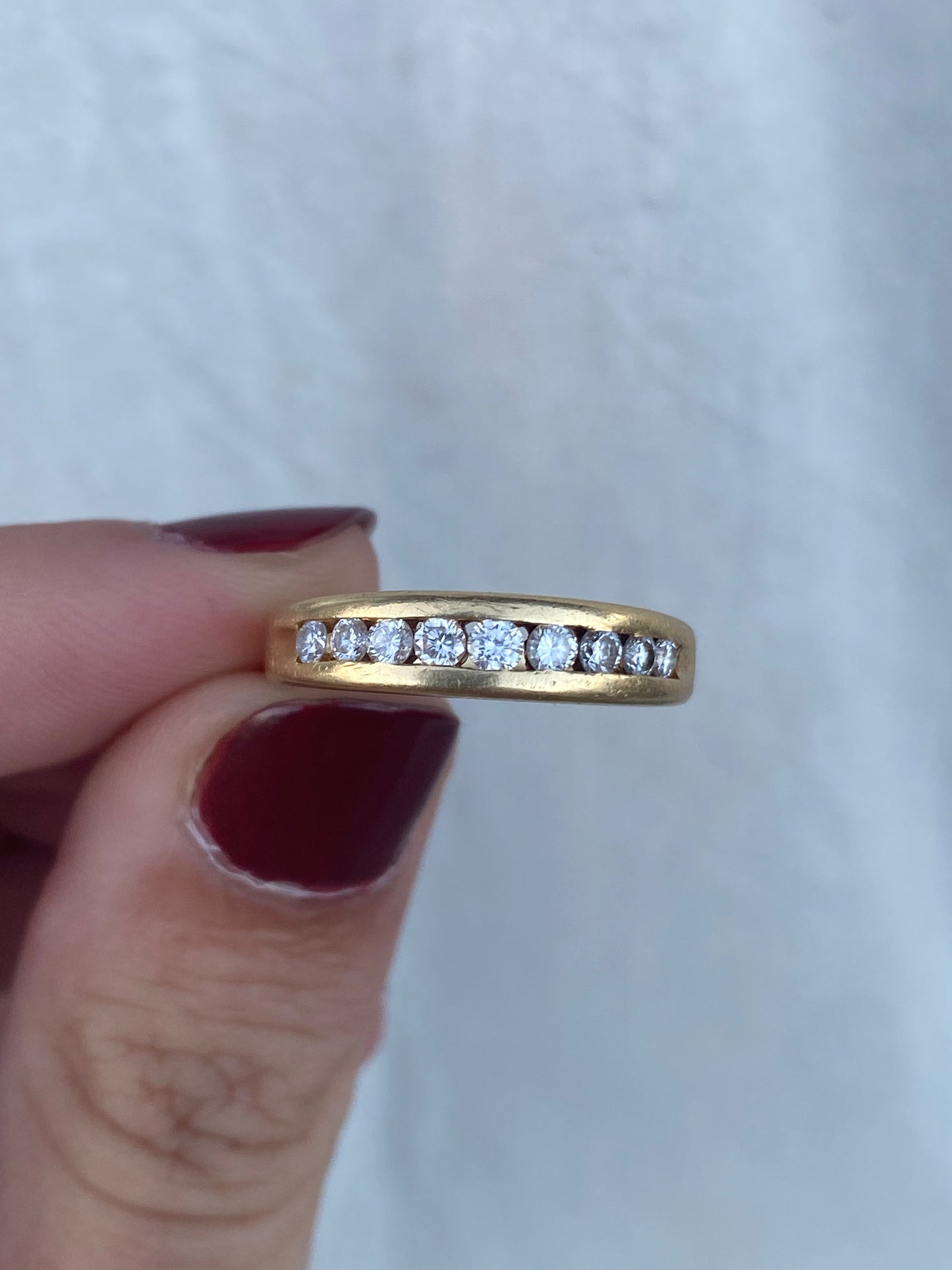 18kt channel set diamond band