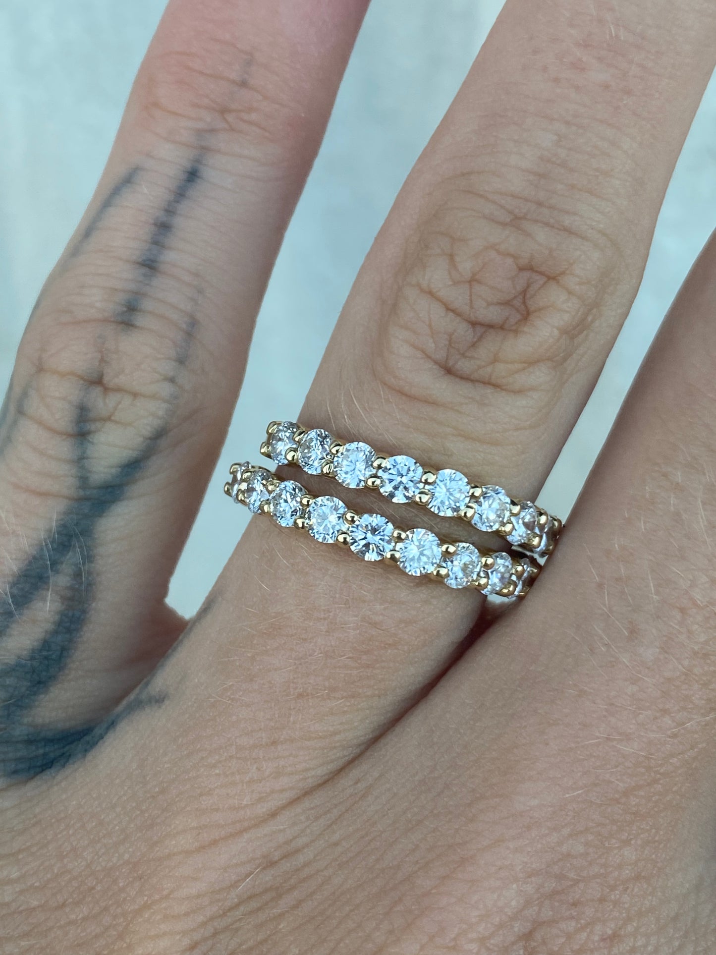 14kt 1.02ctw lab diamond half eternity ring