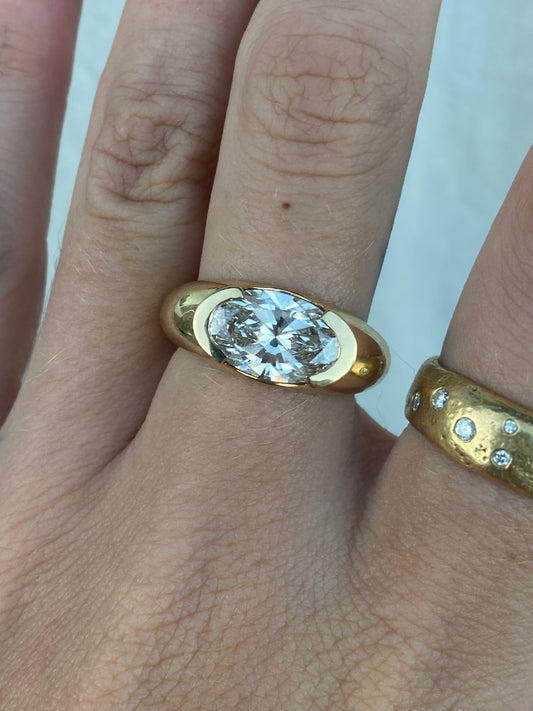14kt 3.01ctw oval cut lab diamond ring
