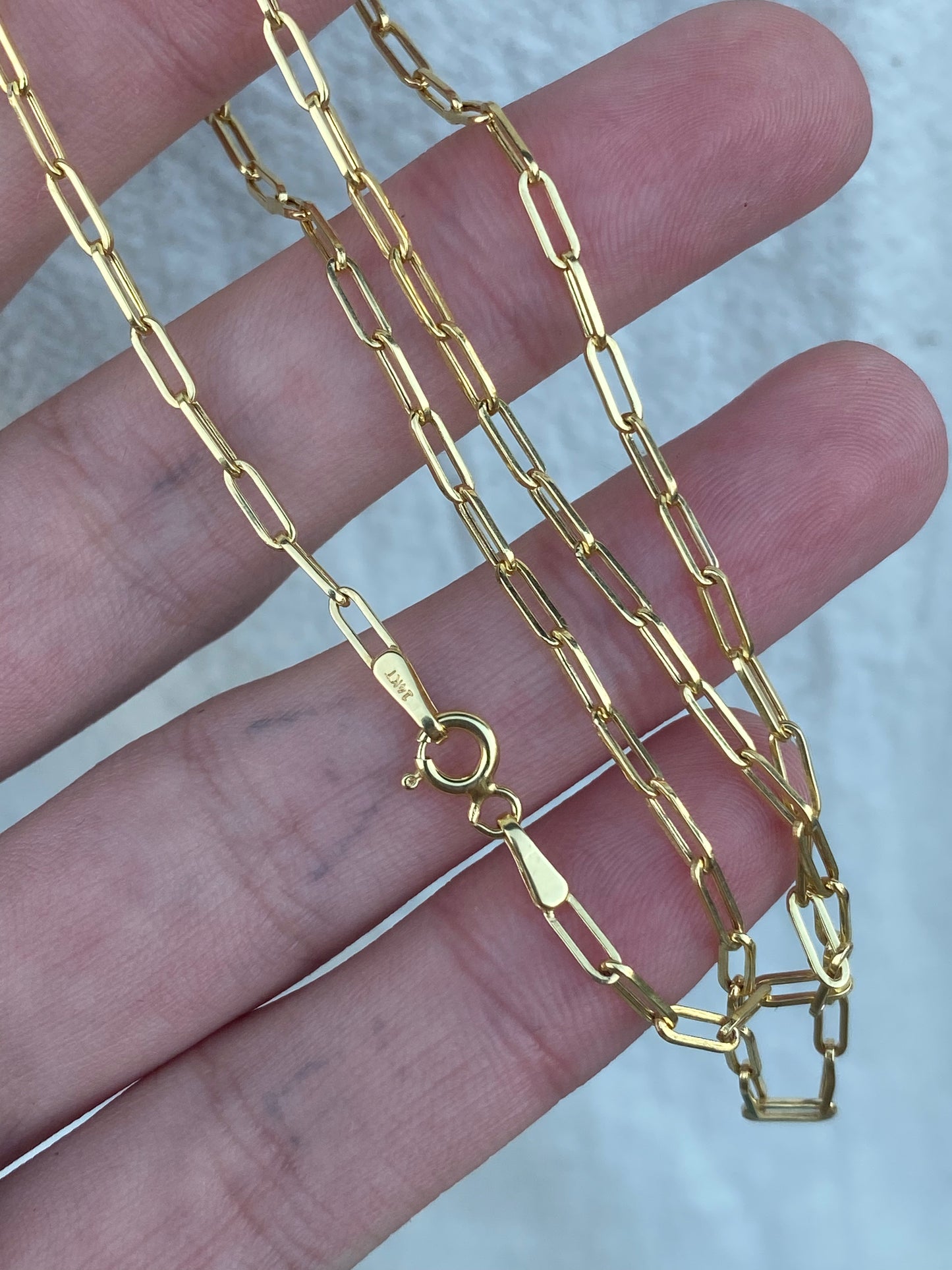 14kt 16" paperclip link chain