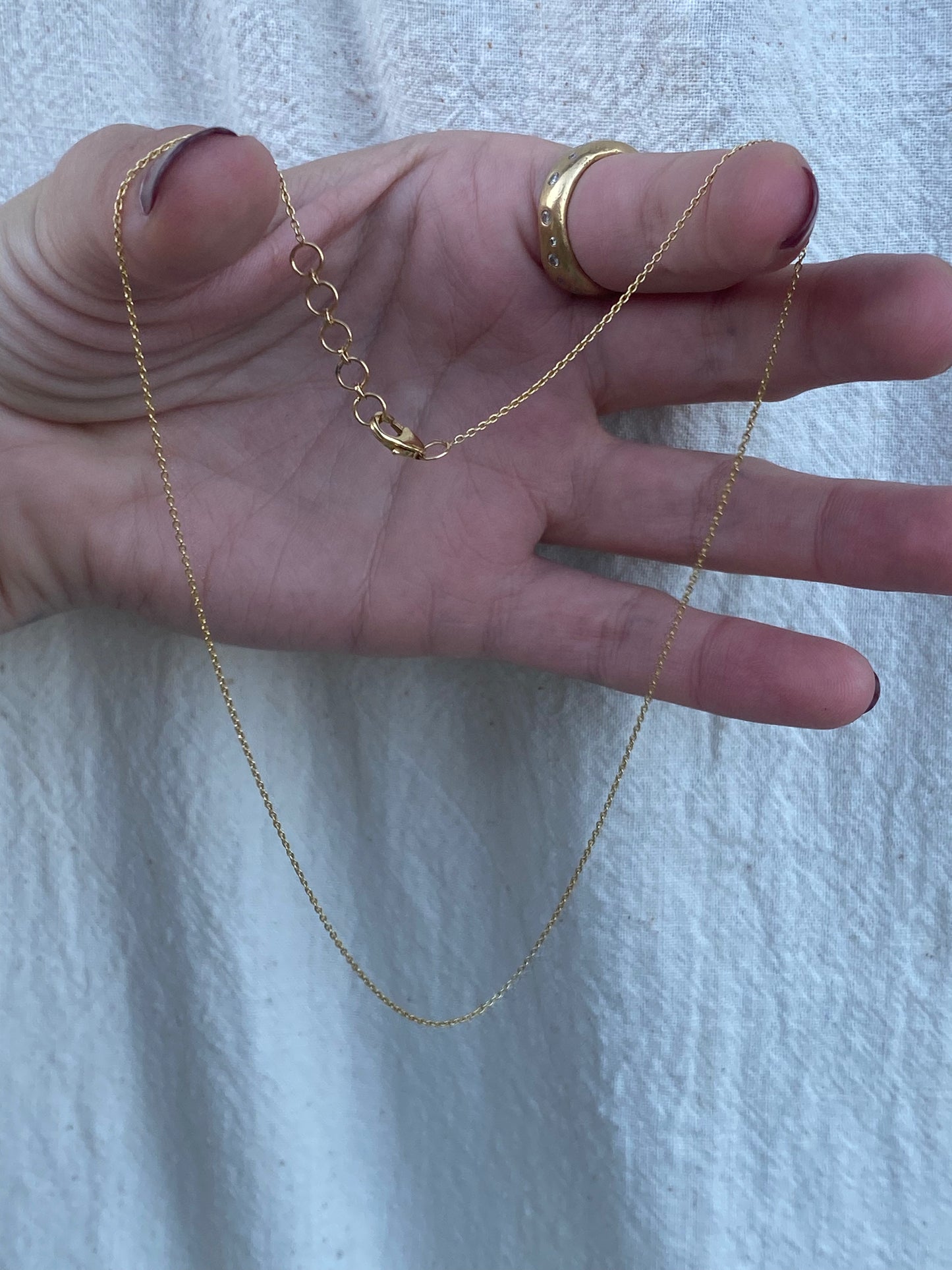 14kt 14.5-15.5" mini link chain