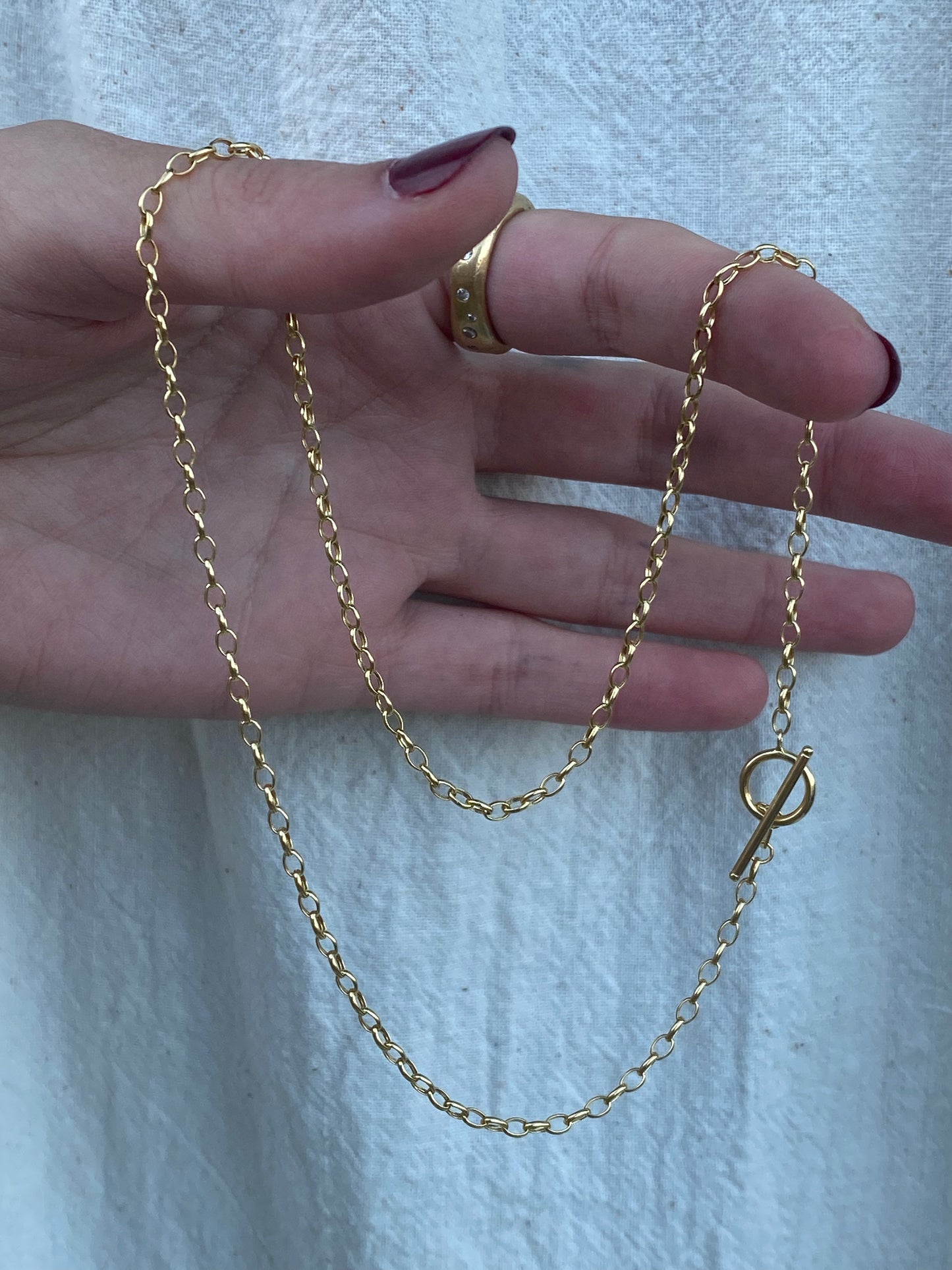 14kt 18" oval link with toggle