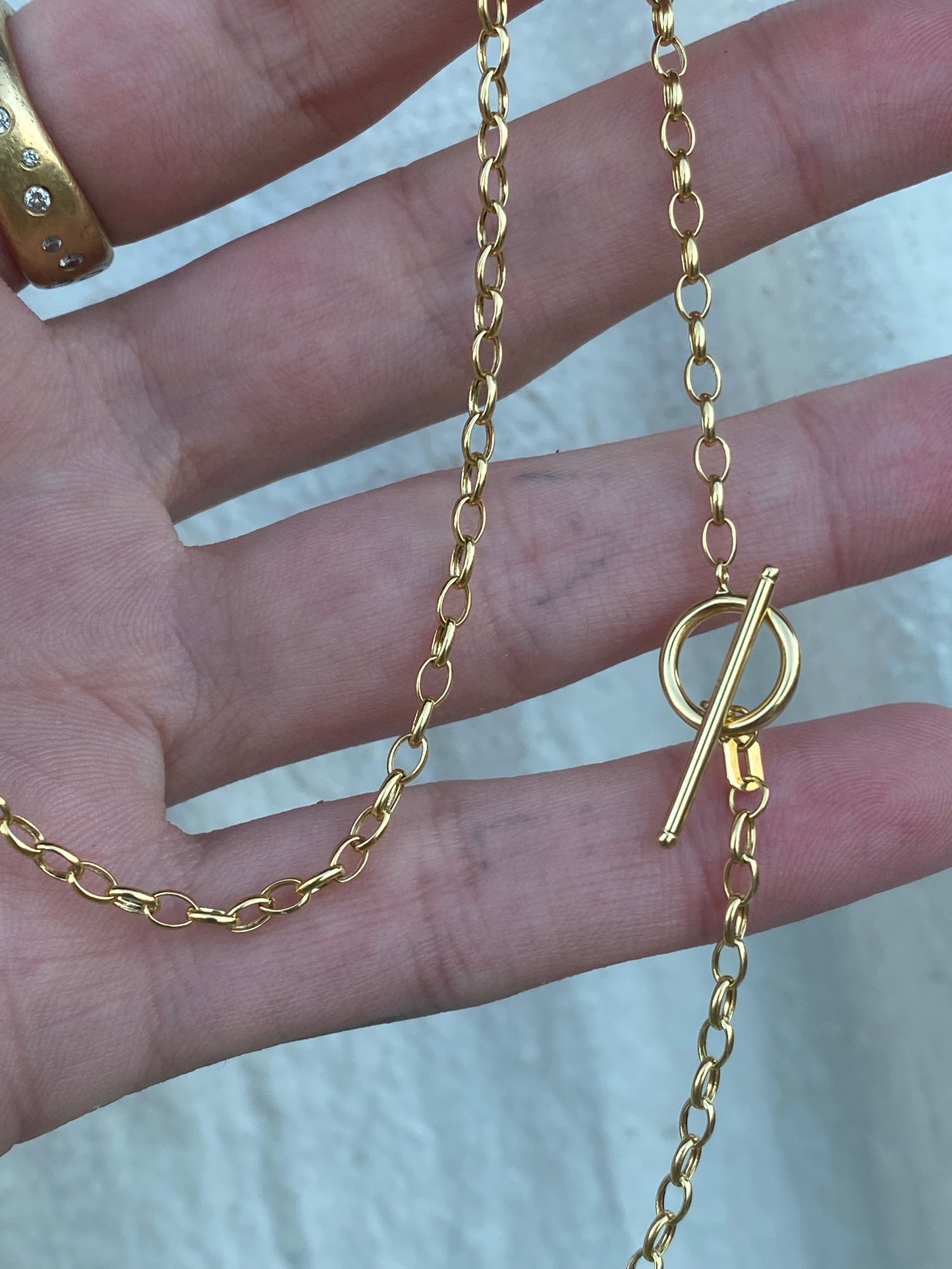 14kt 18" oval link with toggle