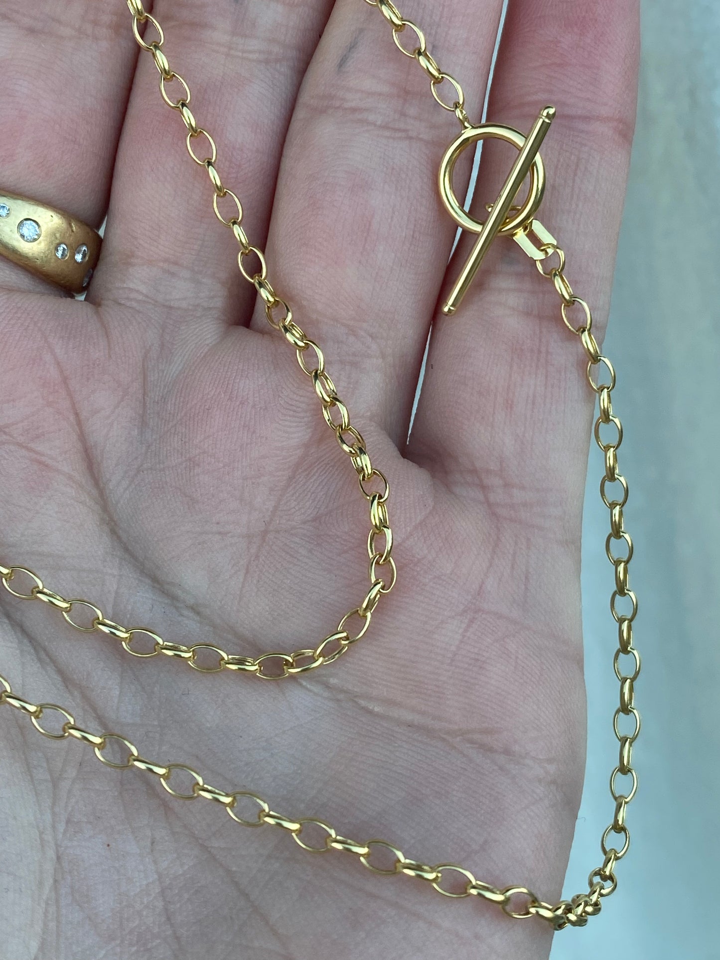 14kt 18" oval link with toggle