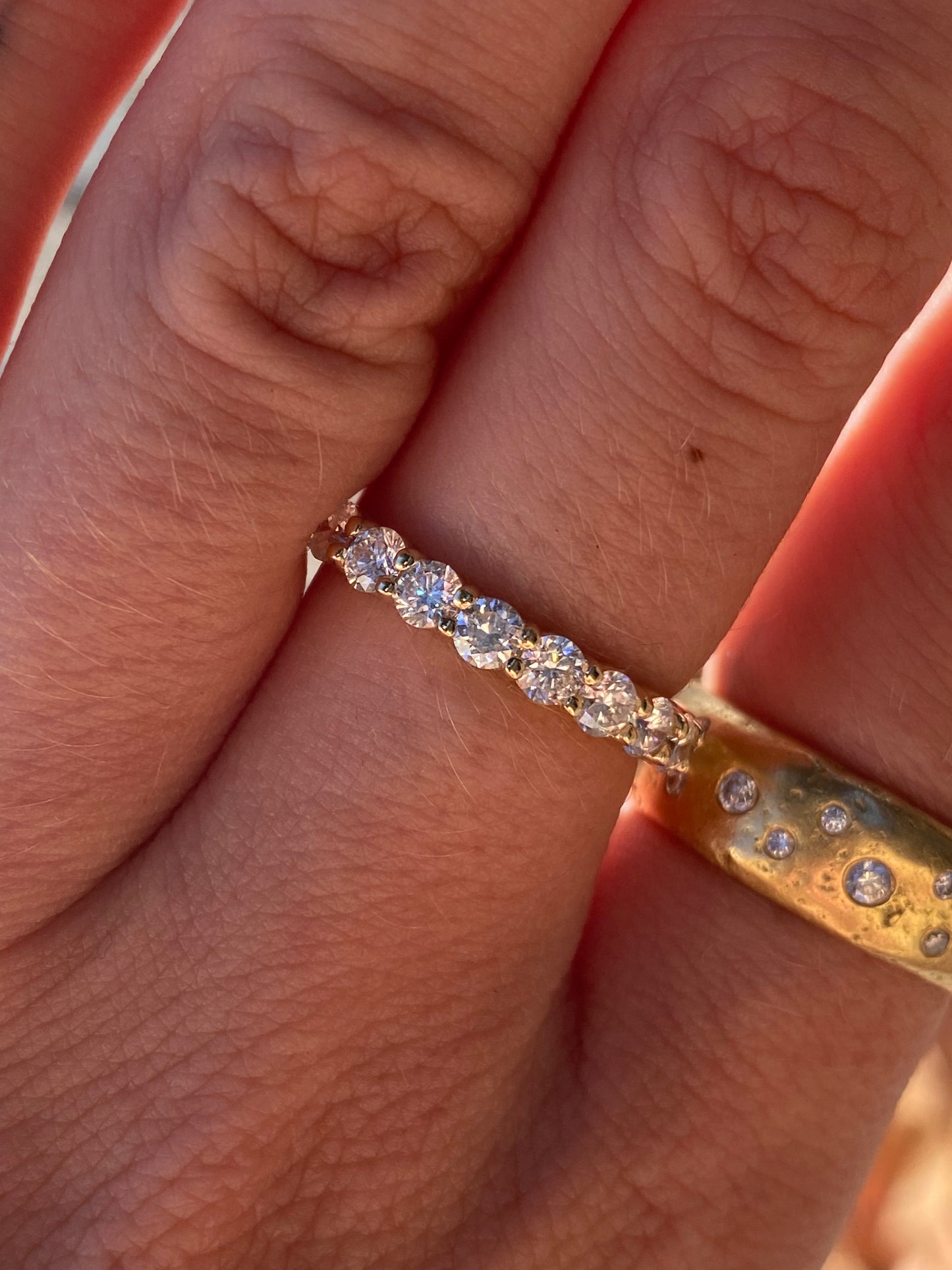 14kt 1.02ctw lab diamond half eternity ring