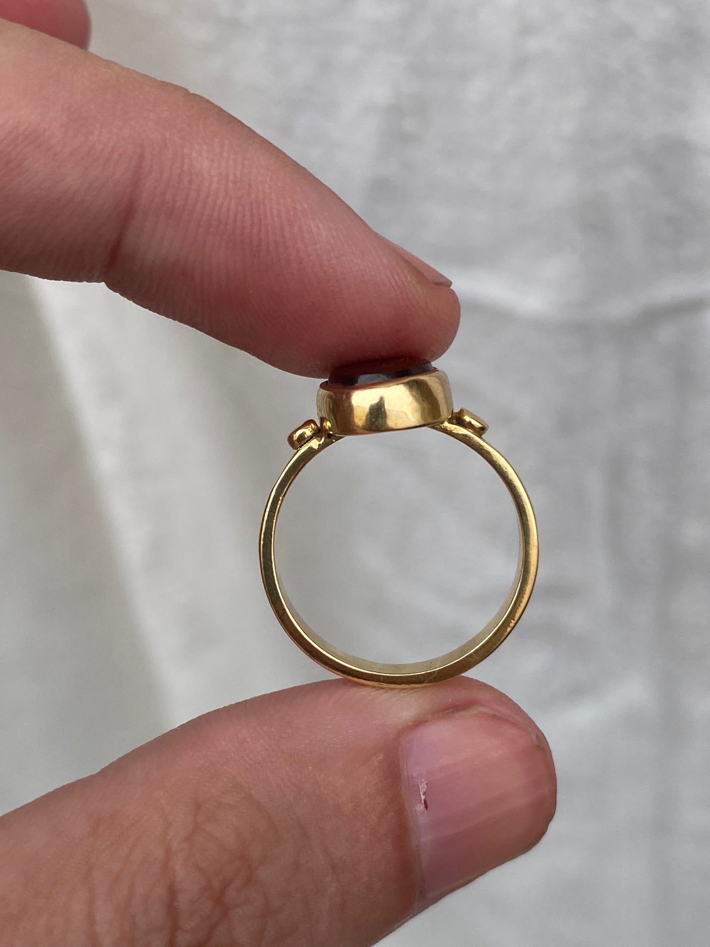 18kt bezeled mexican fire opal ring