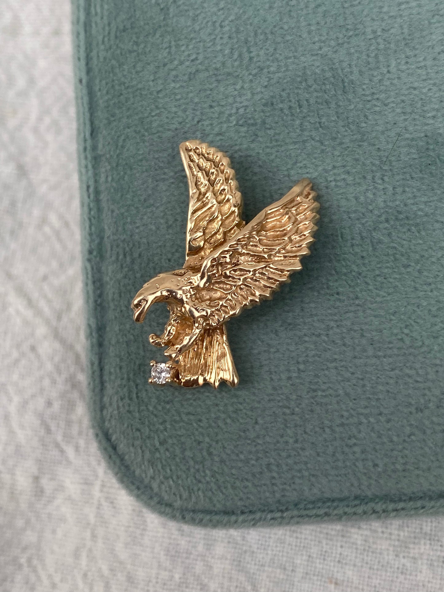 14kt diamond eagle pendant