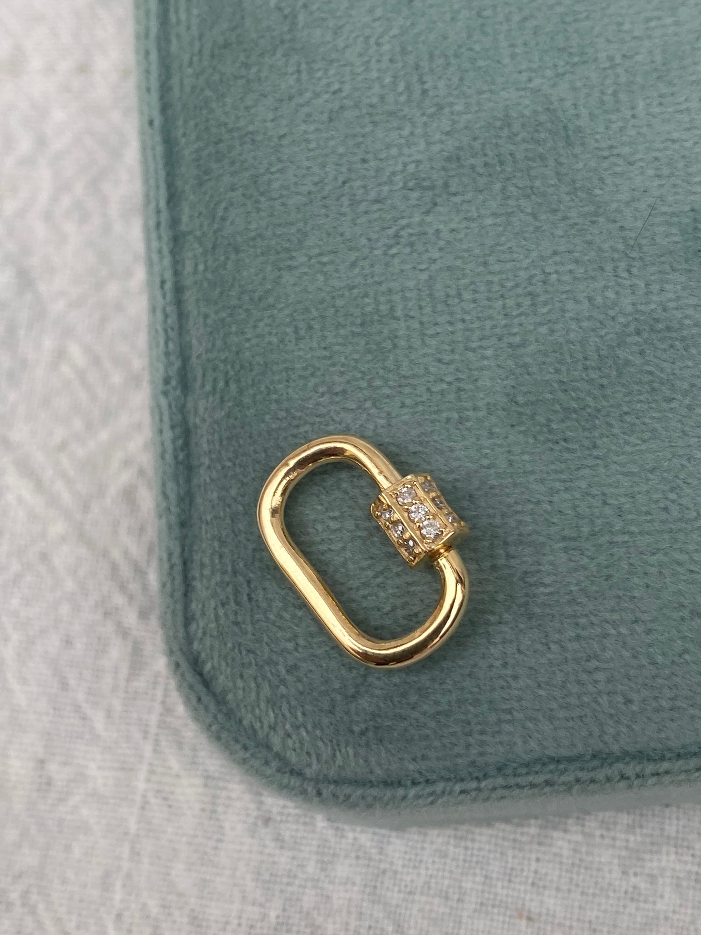 14kt pavé diamond carabiner