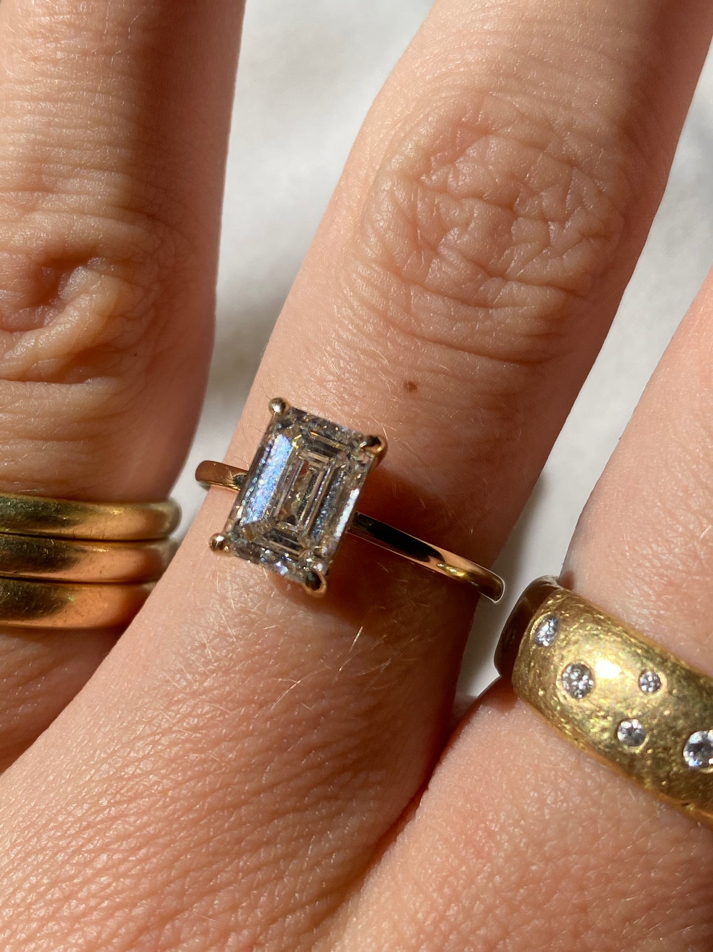 14kt 1.96ctw emerald cut lab diamond ring