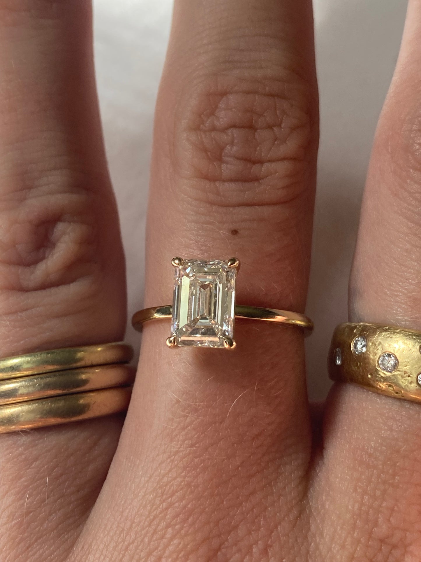 14kt 1.96ctw emerald cut lab diamond ring