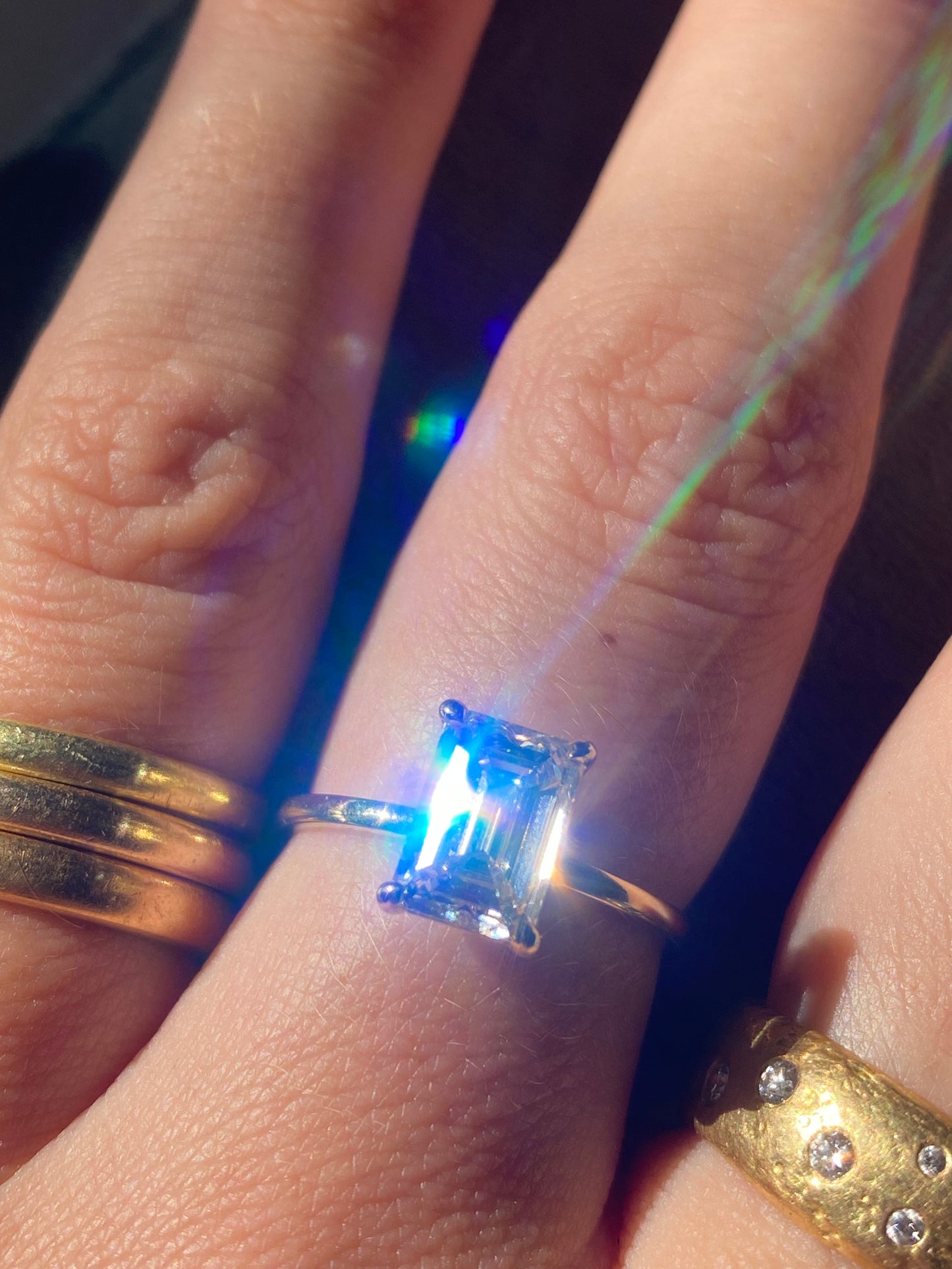 14kt 1.96ctw emerald cut lab diamond ring