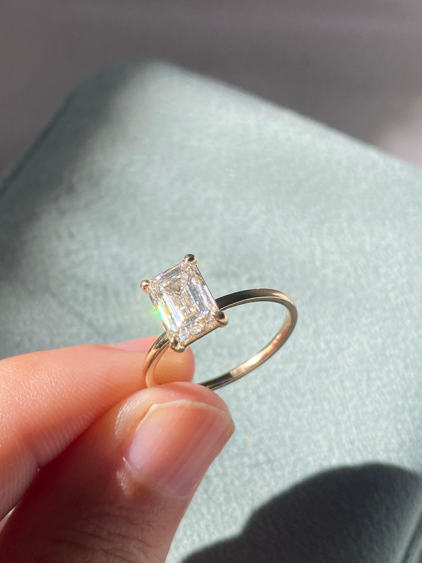 14kt 1.96ctw emerald cut lab diamond ring