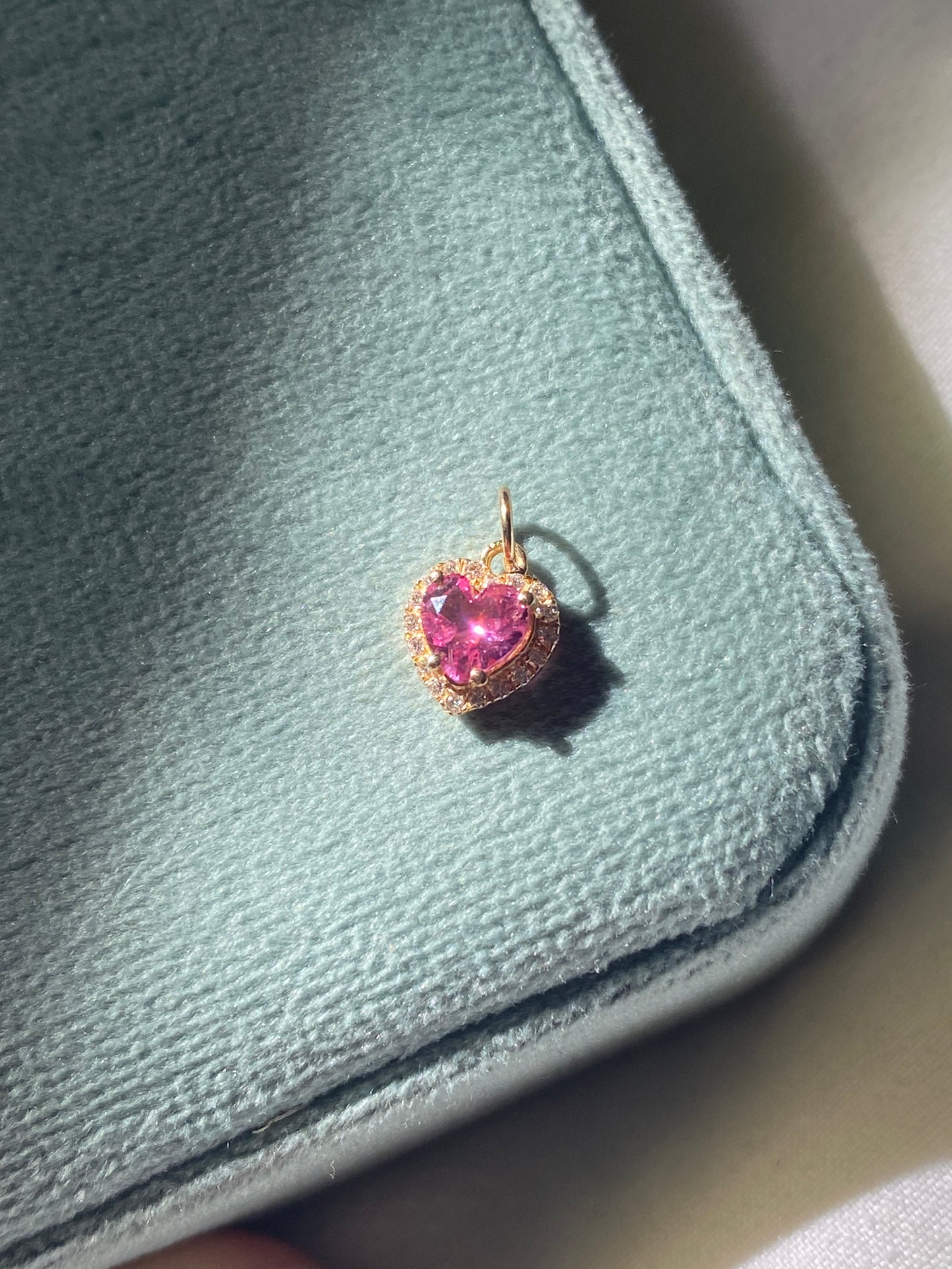 14kt tourmaline diamond heart