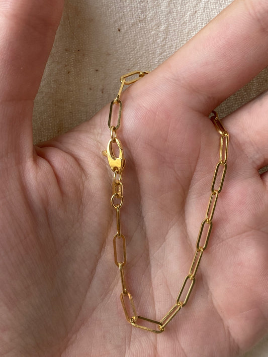 14kt 7.25" modern paperclip link bracelet