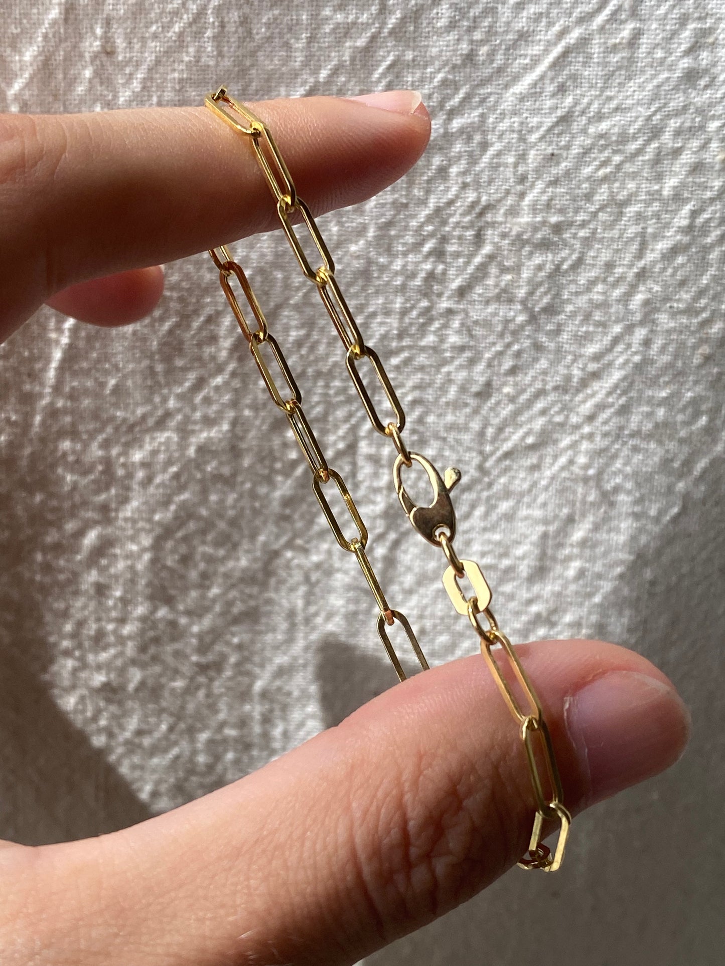 14kt 7.25" modern paperclip link bracelet