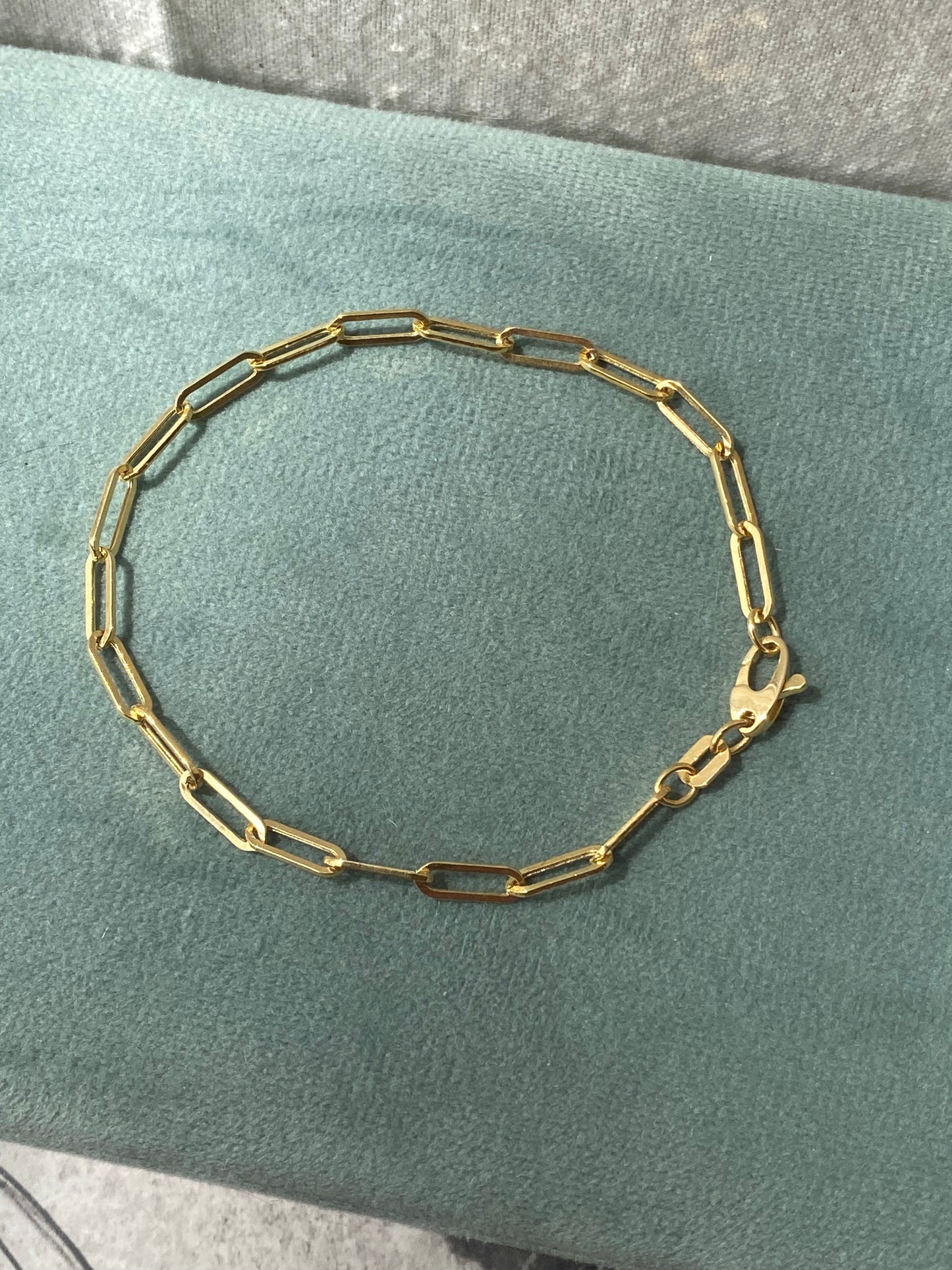 14kt 7.25" modern paperclip link bracelet