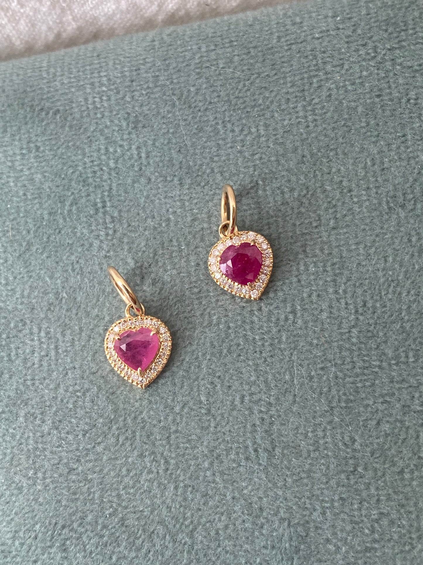 14kt heart ruby diamond pendant