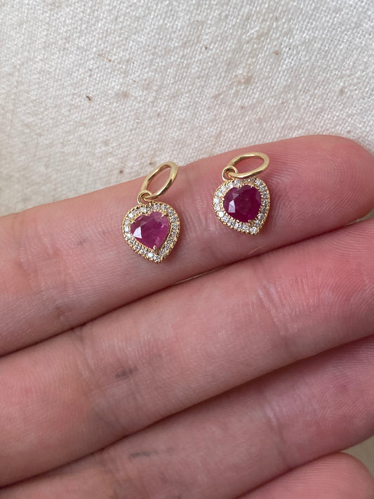 14kt heart ruby diamond pendant