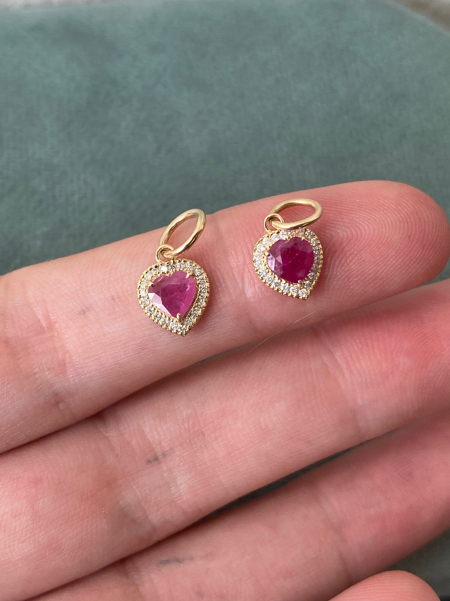 14kt heart ruby diamond pendant