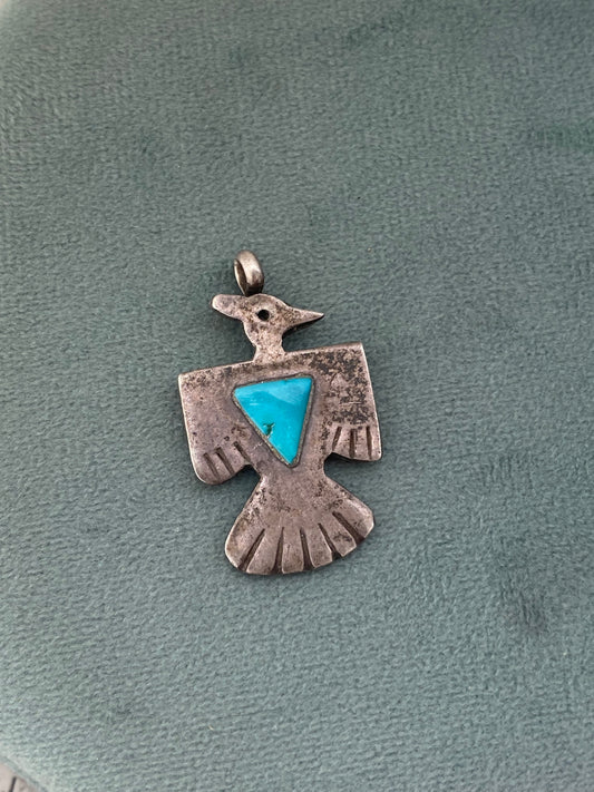 925 vintage turquoise bird pendant