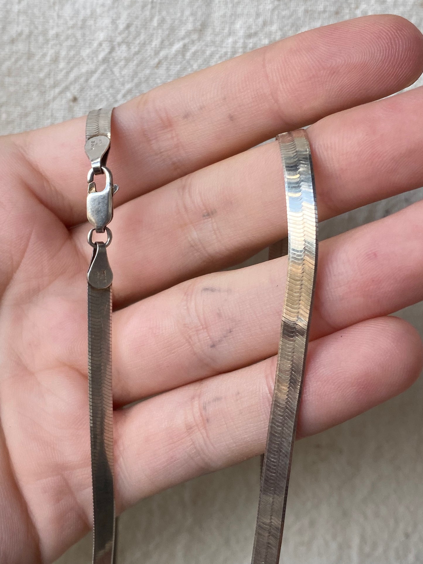 925 long herringbone necklace