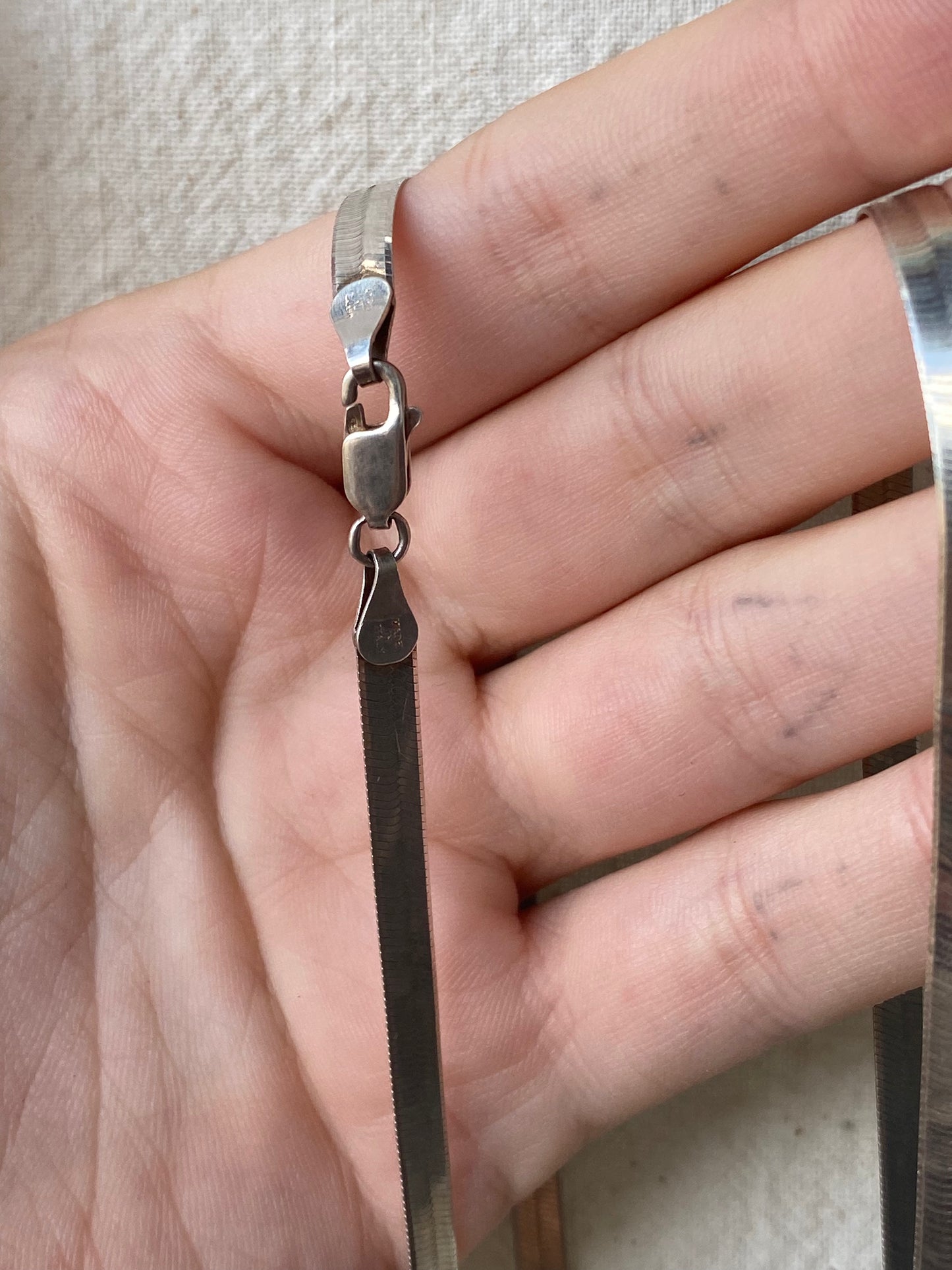 925 long herringbone necklace
