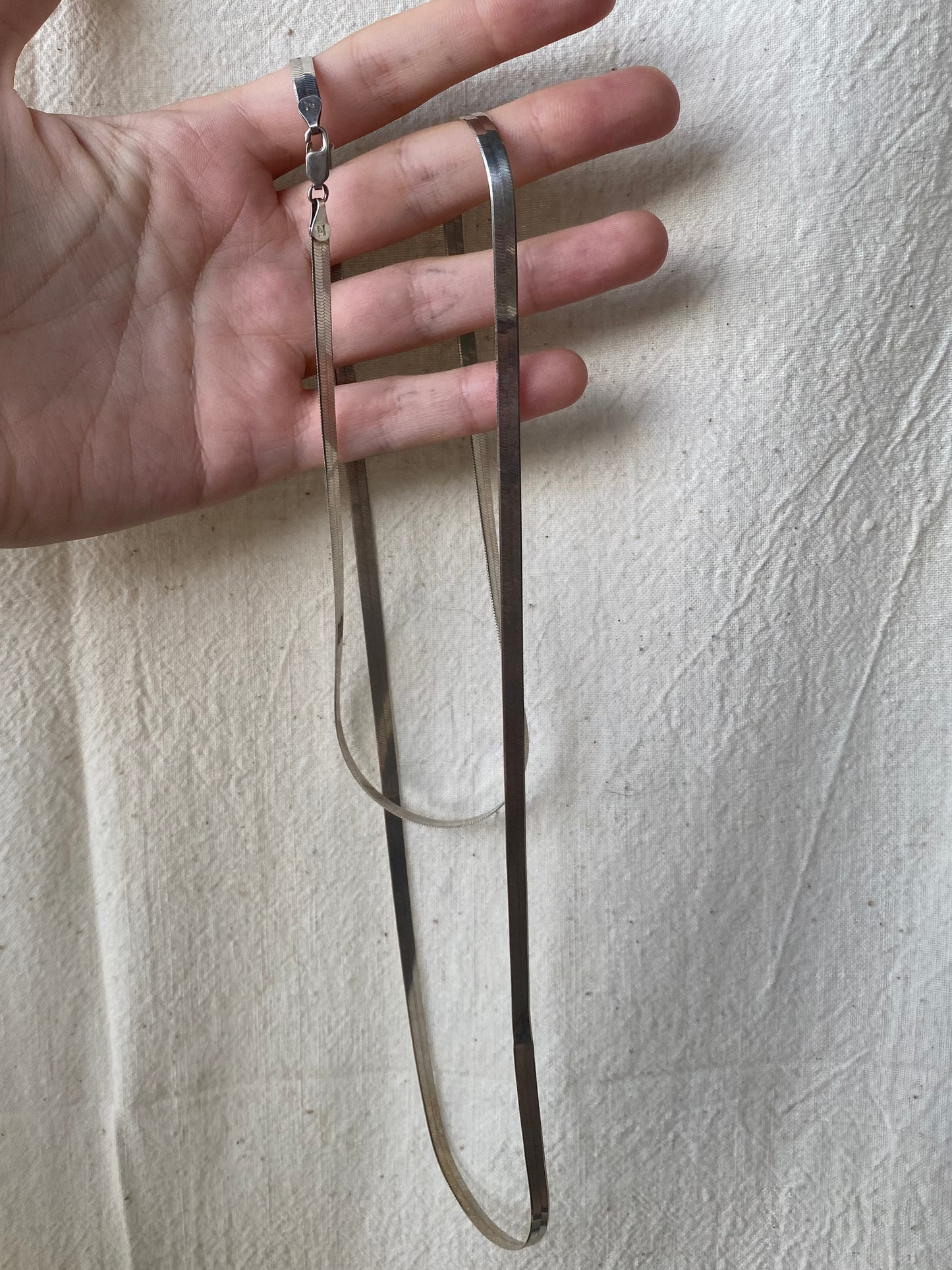 925 long herringbone necklace
