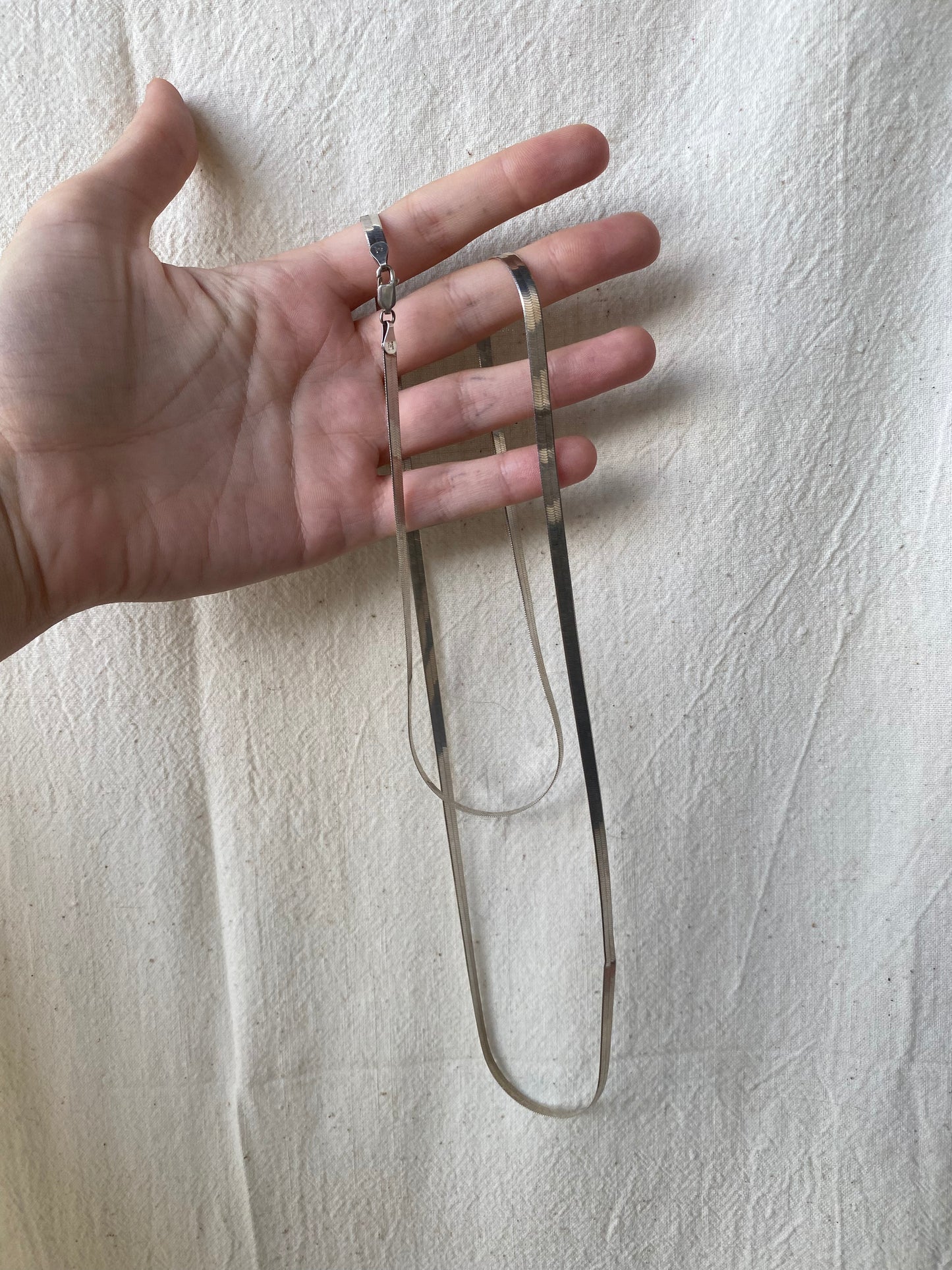 925 long herringbone necklace