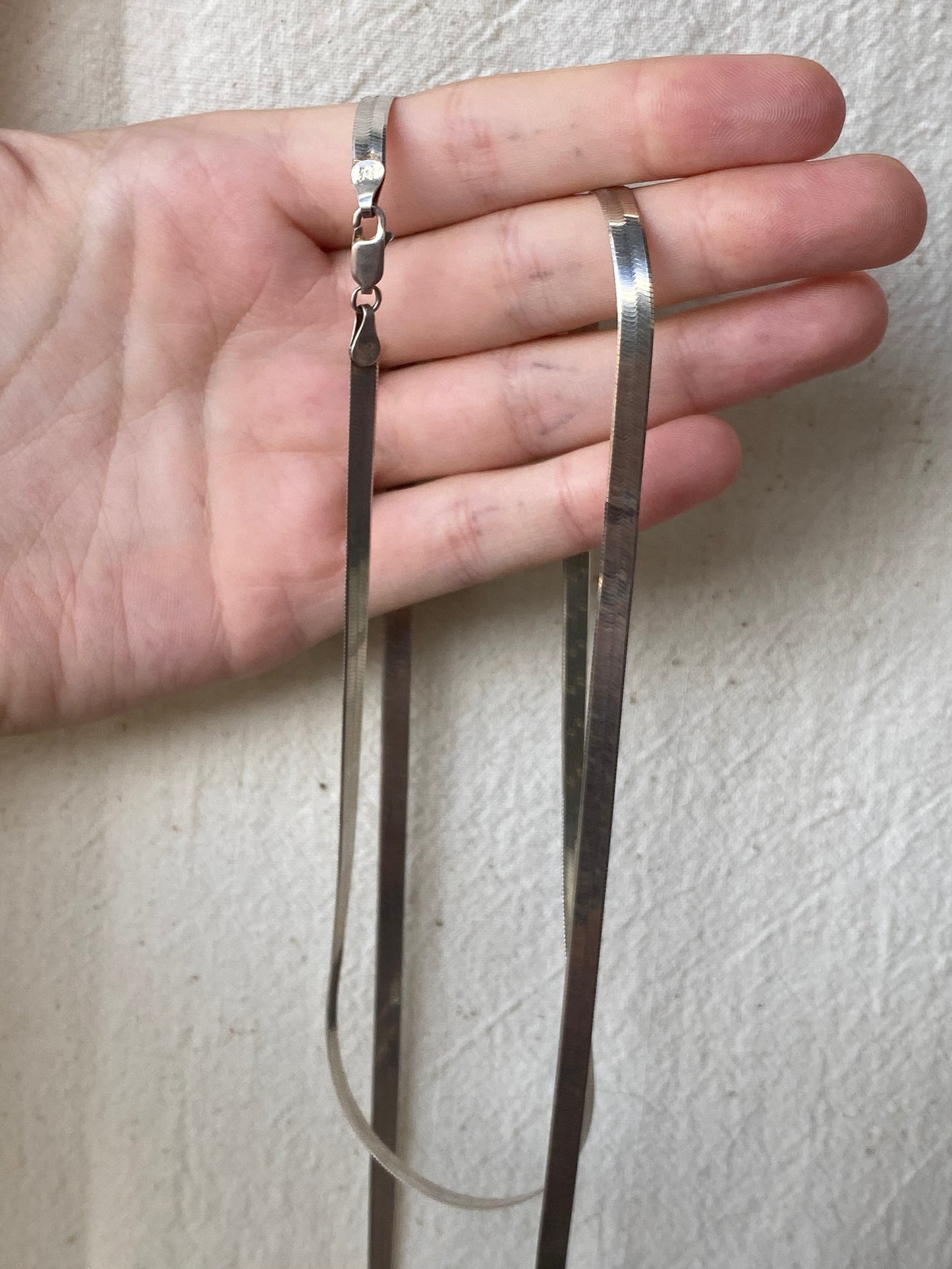925 long herringbone necklace