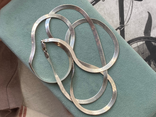 925 long herringbone necklace